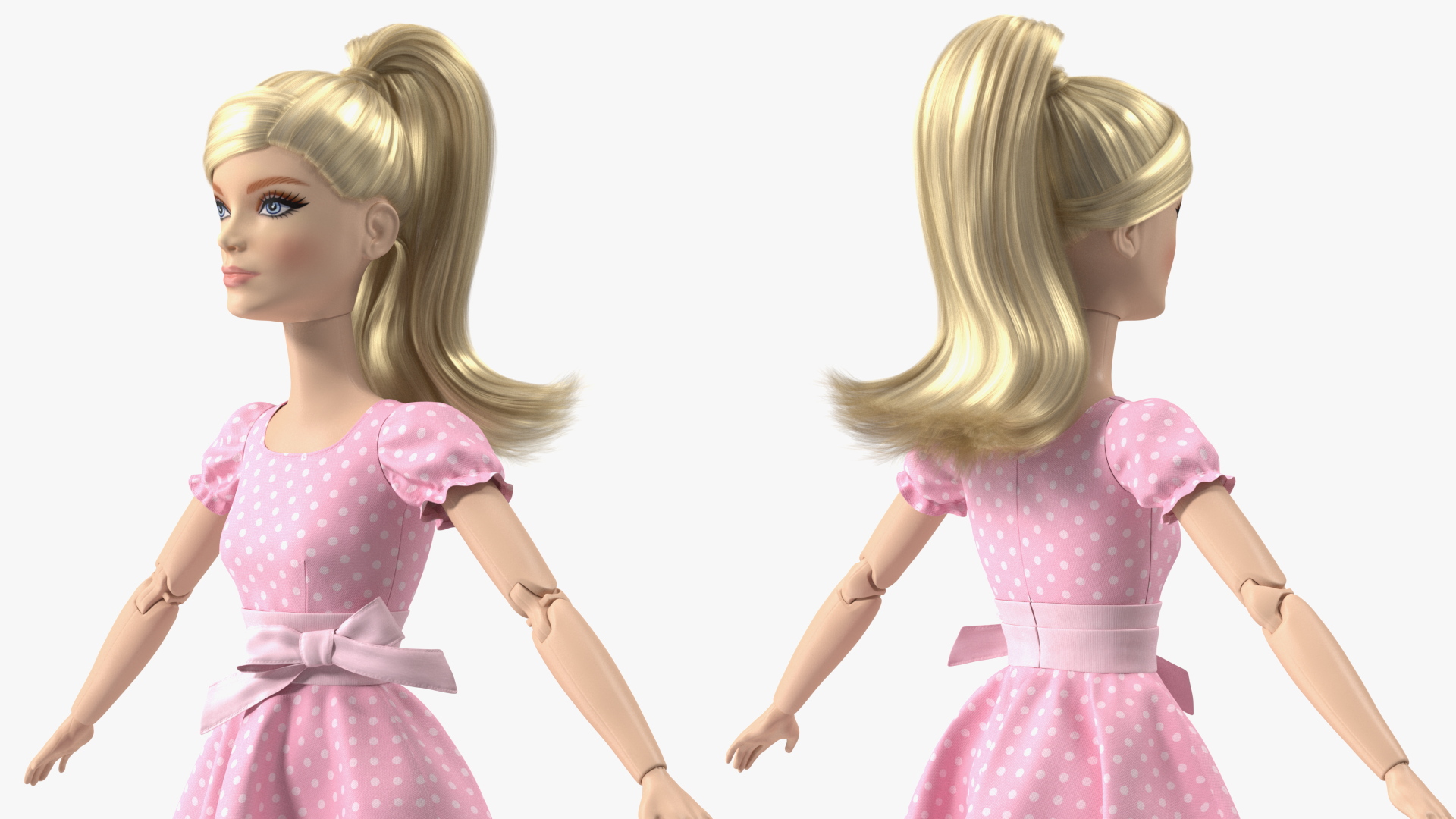 3D Barbie Doll in Pink Dress Rigged for Cinema 4D