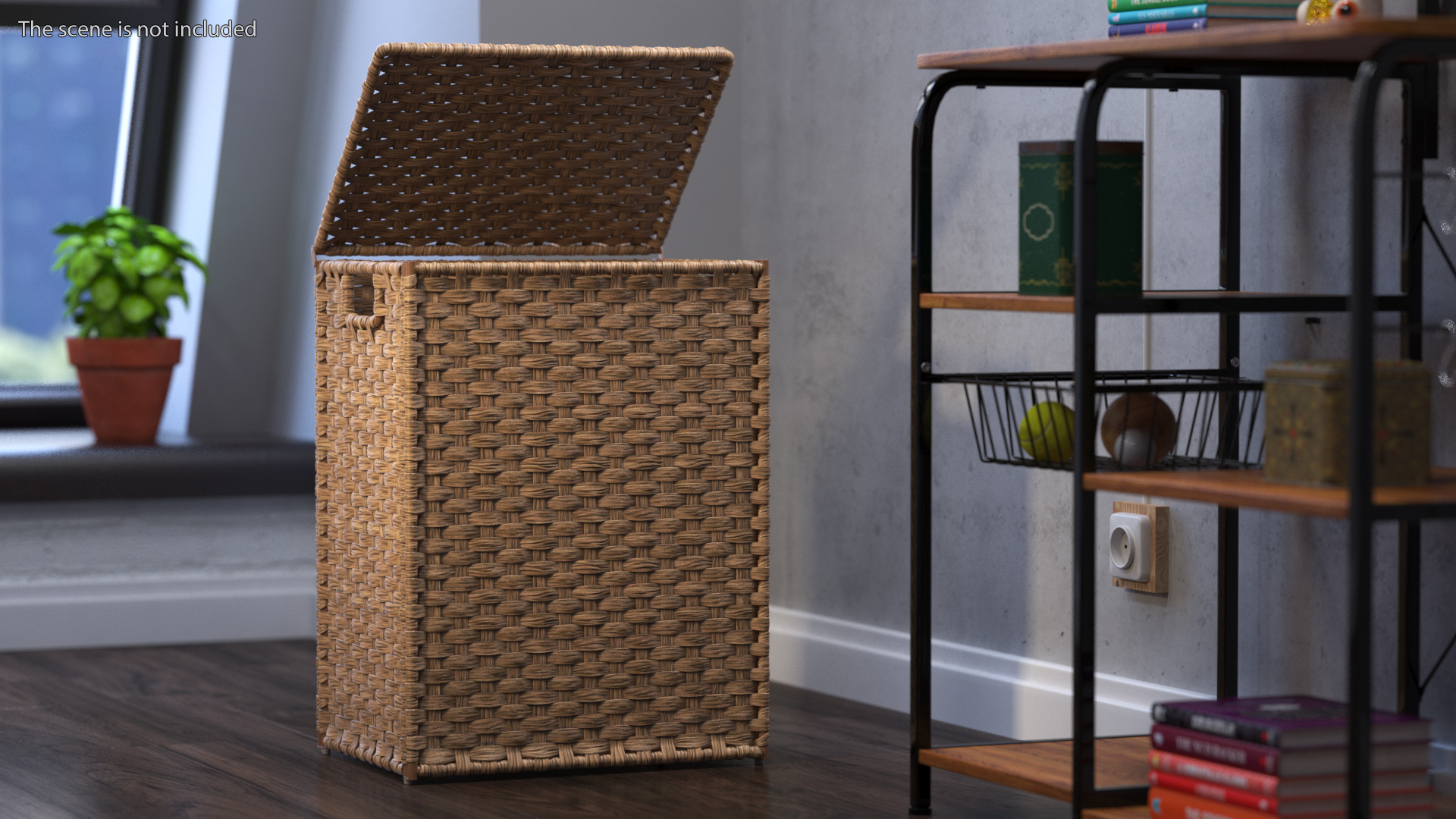 Wicker Laundry Basket Beige 3D