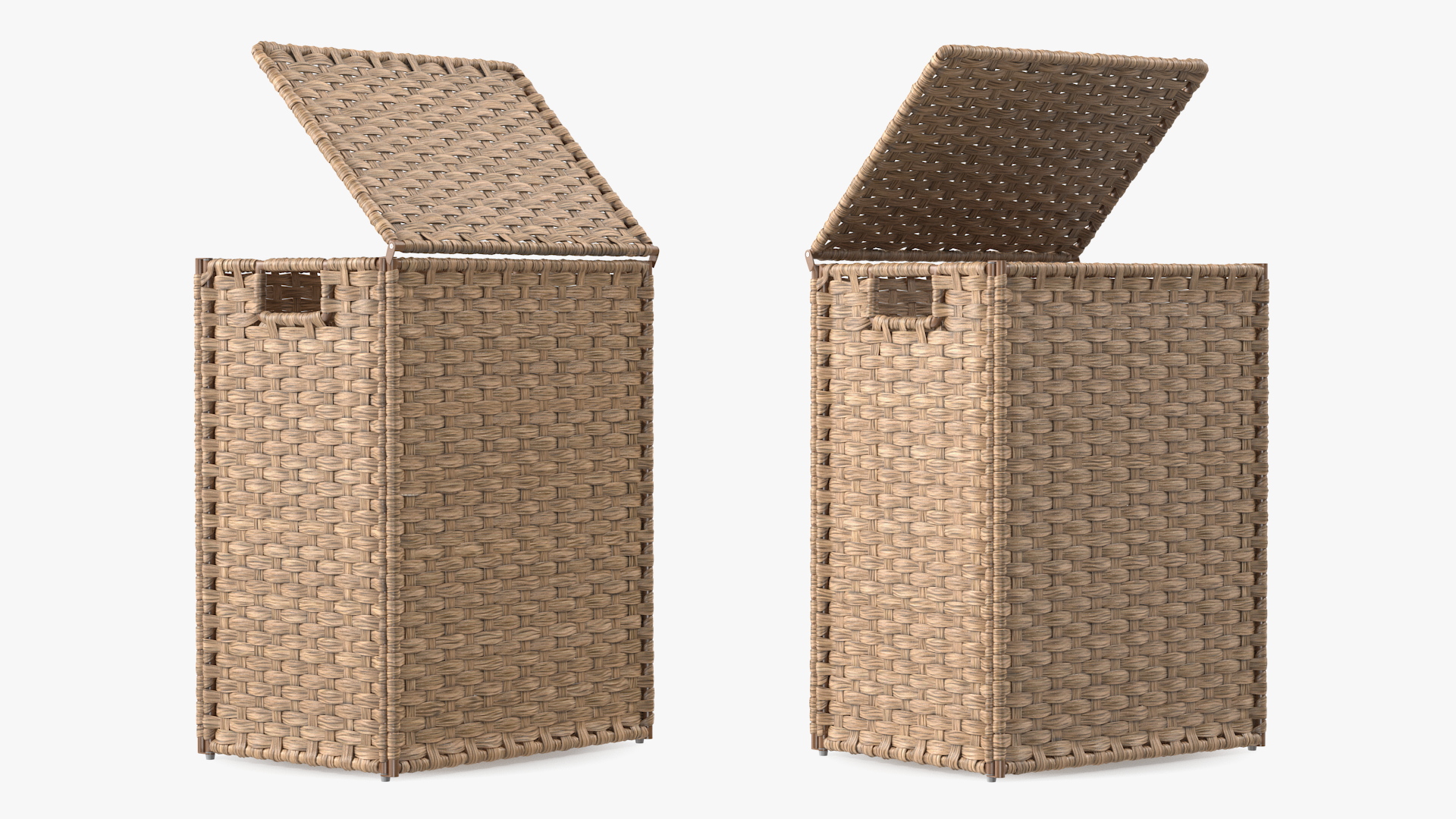 Wicker Laundry Basket Beige 3D