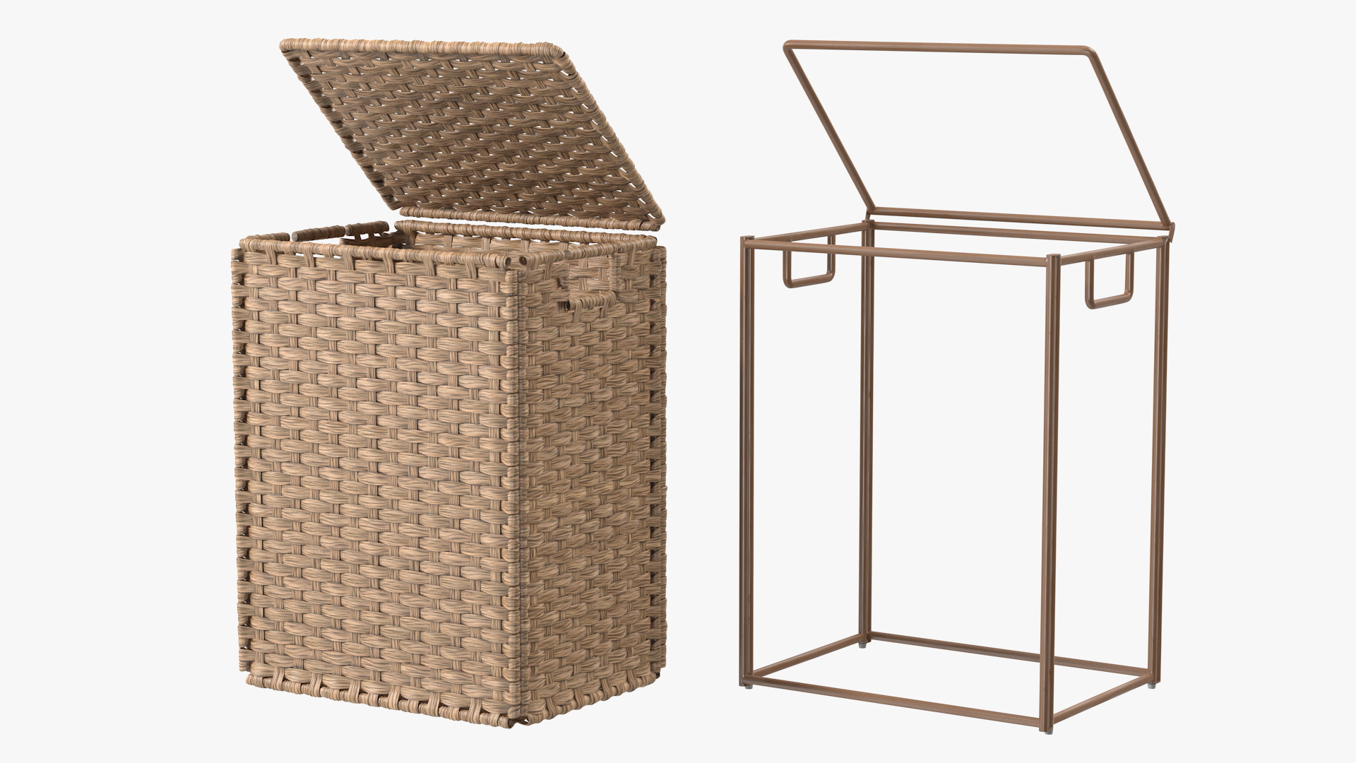 Wicker Laundry Basket Beige 3D