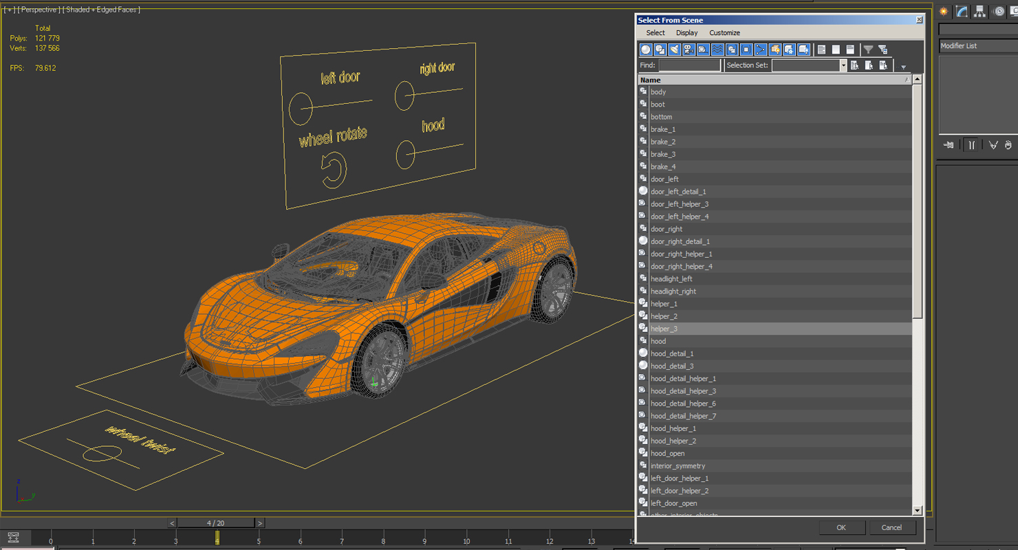 Sport Car McLaren 570S Rigged 3D model