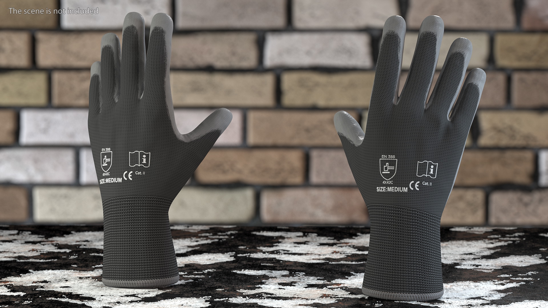 3D Safety Work Gloves Gray model