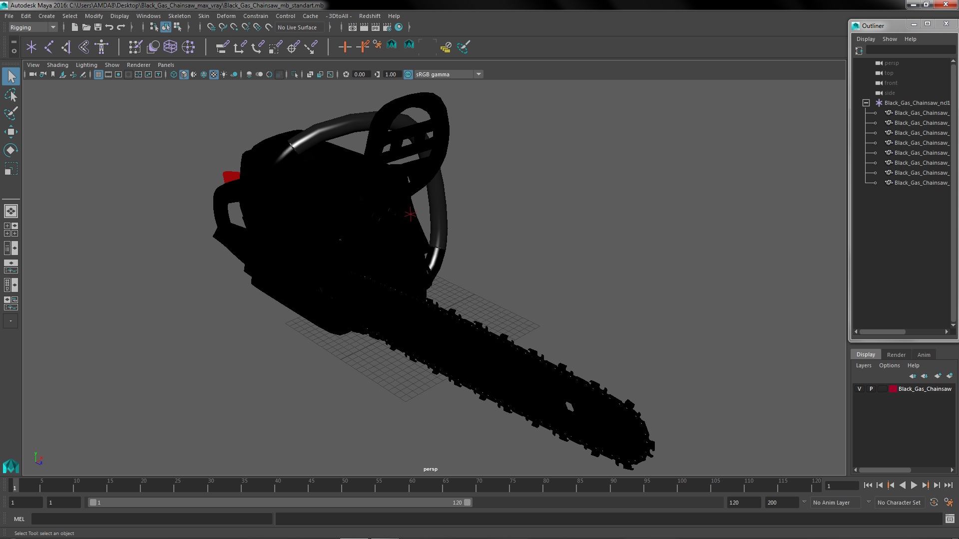 3D Black Gas Chainsaw model