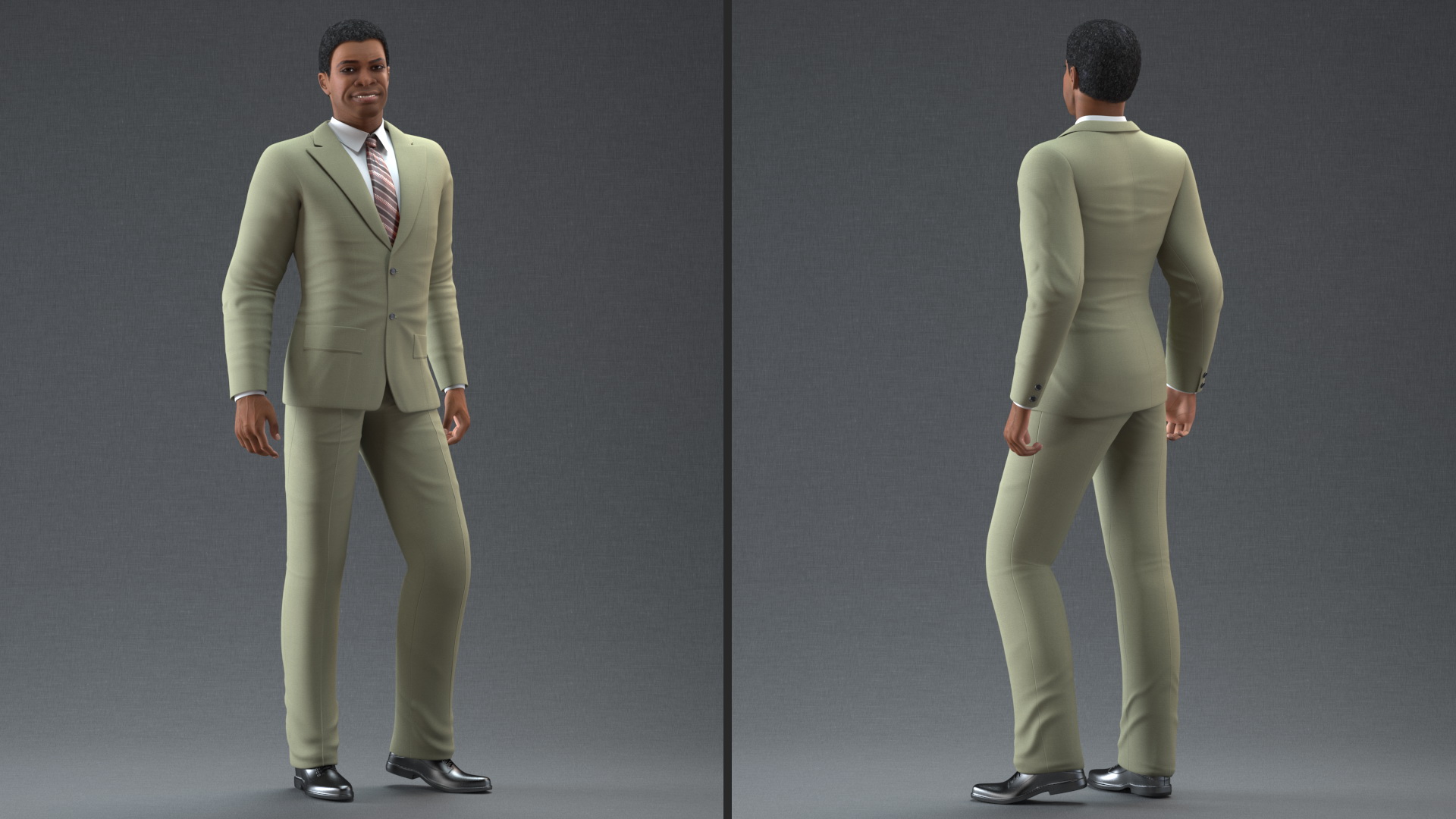 Light Skin Black Man in Formal Suit Rigged 3D