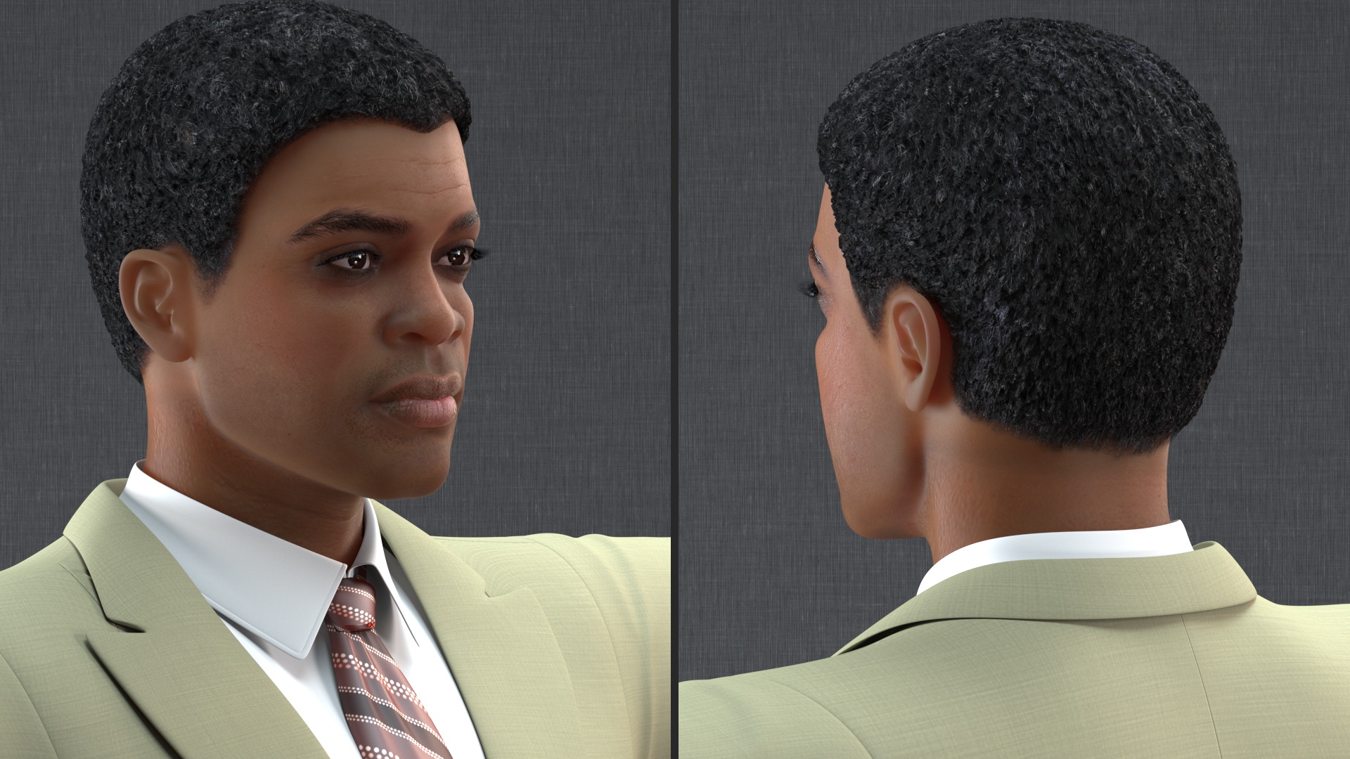 Light Skin Black Man in Formal Suit Rigged 3D