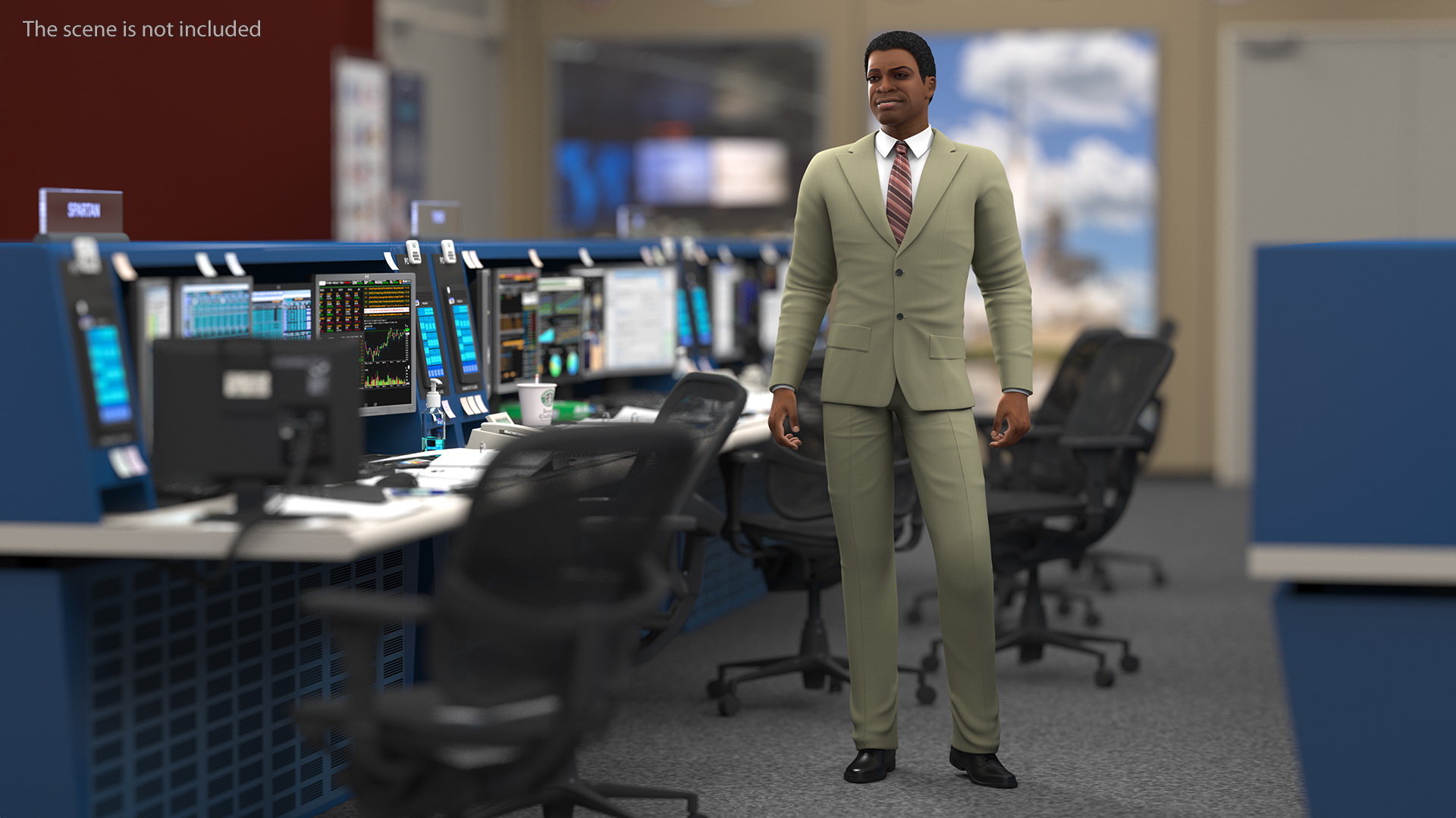 Light Skin Black Man in Formal Suit Rigged 3D