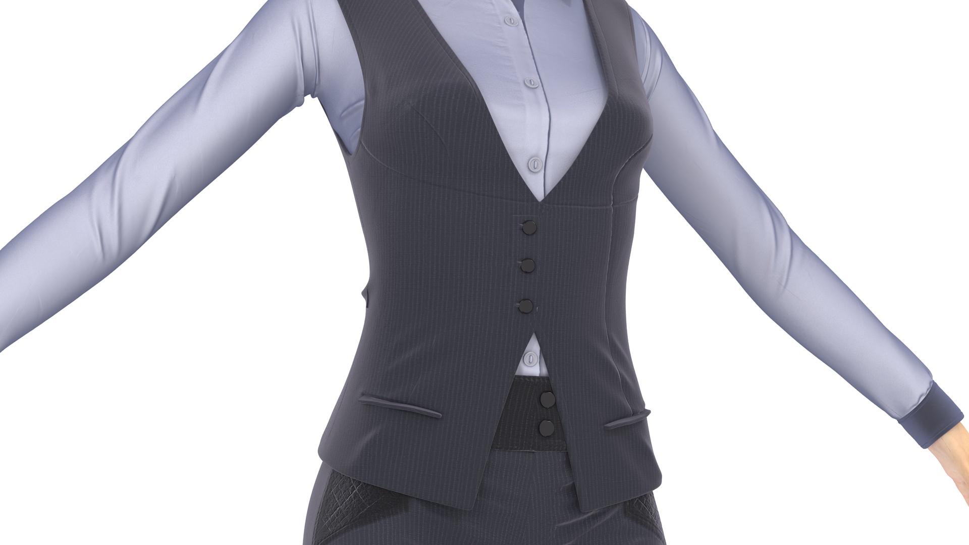 3D Asian Businesswoman in Formal Suit Fur model