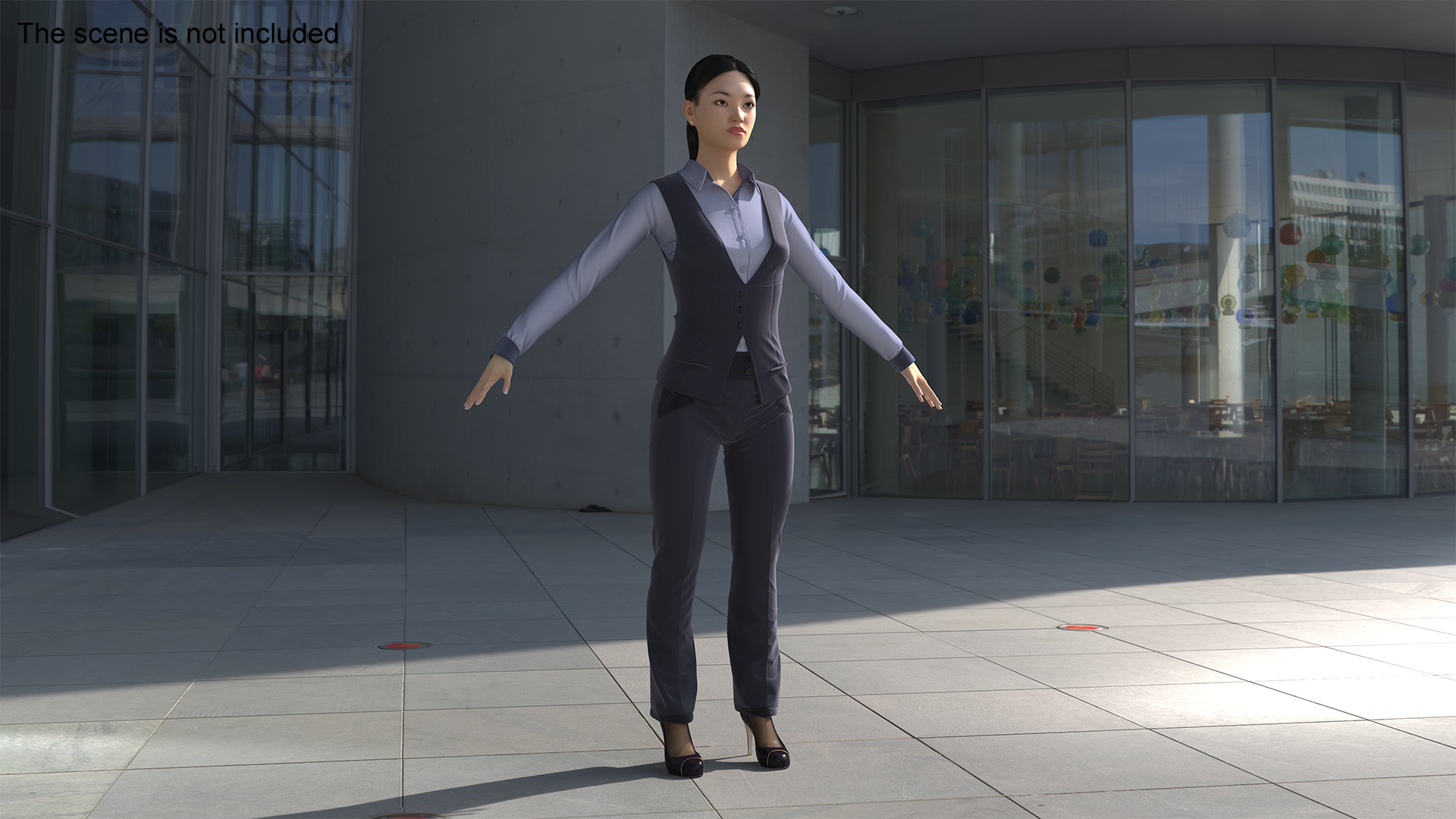 3D Asian Businesswoman in Formal Suit Fur model