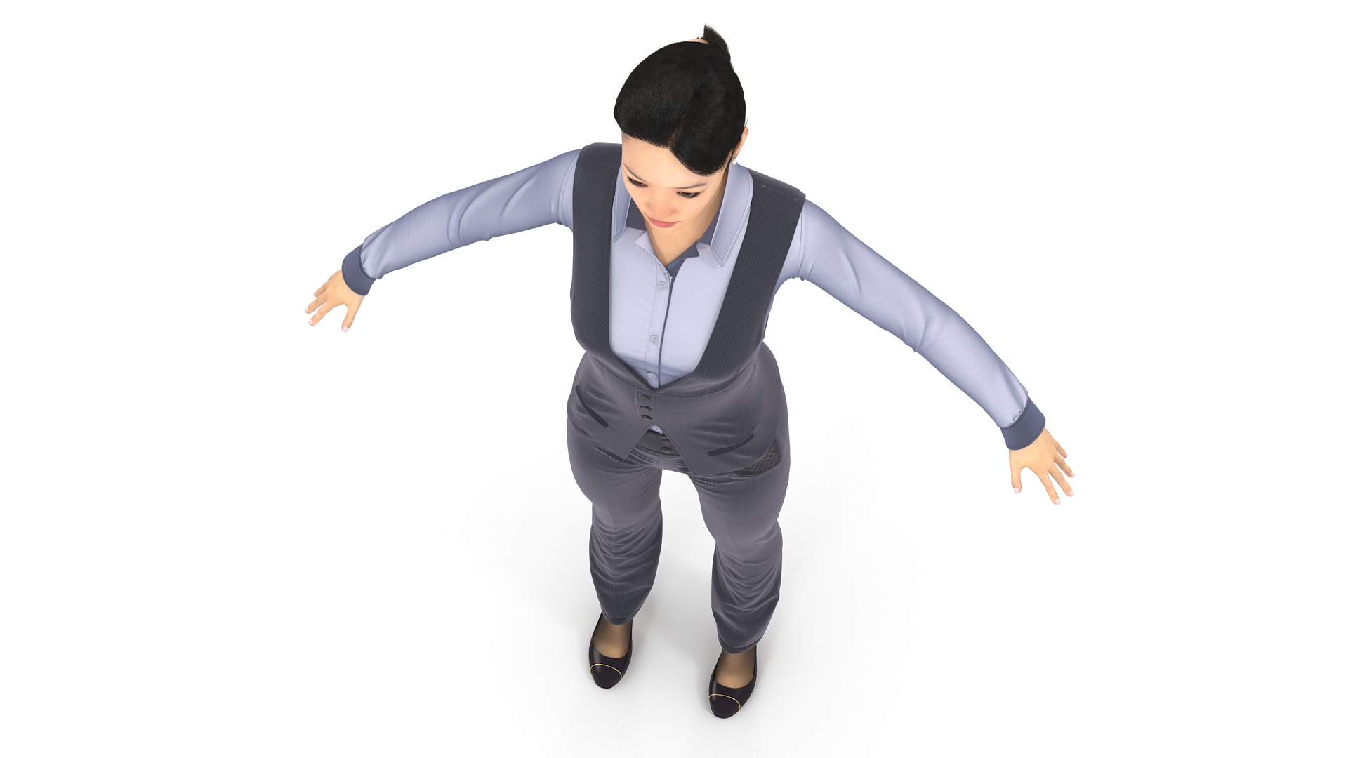 3D Asian Businesswoman in Formal Suit Fur model