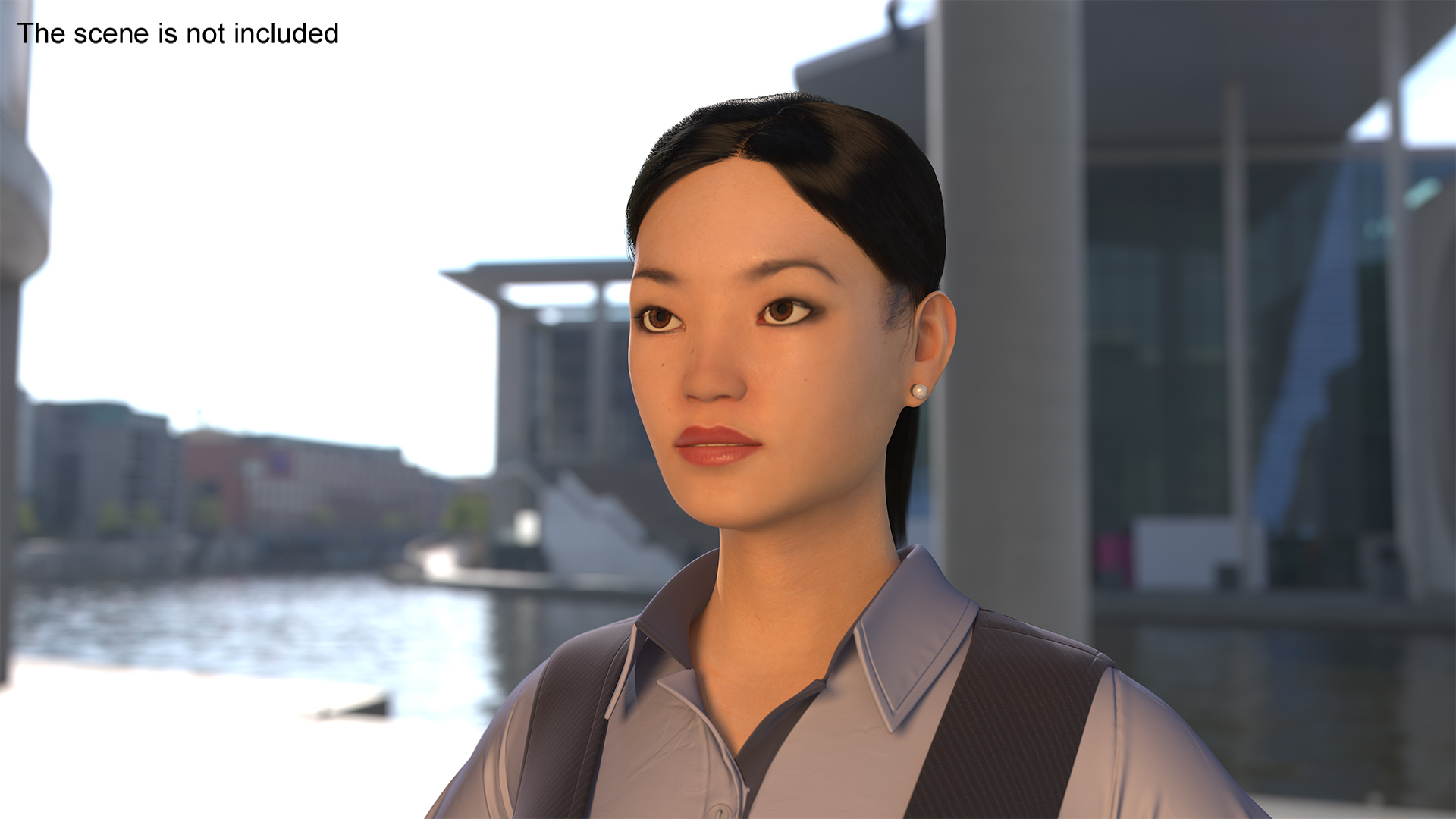 3D Asian Businesswoman in Formal Suit Fur model