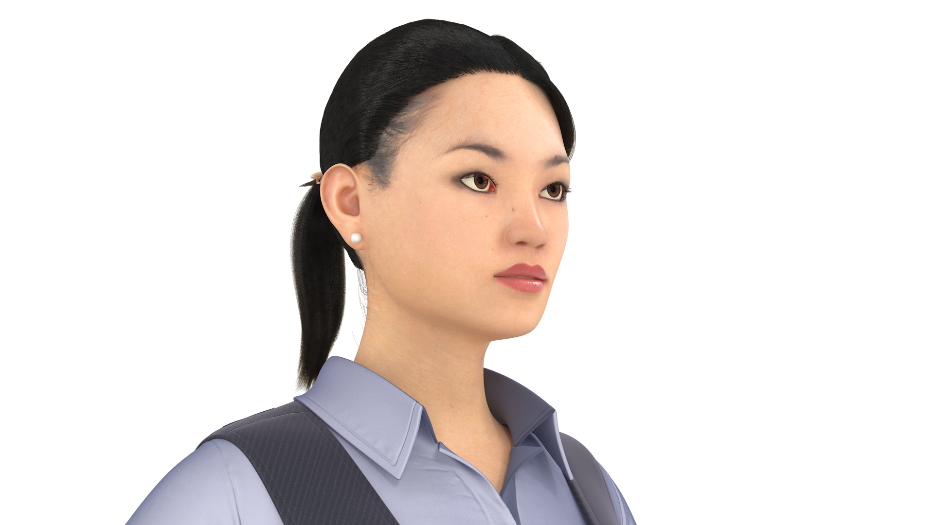 3D Asian Businesswoman in Formal Suit Fur model