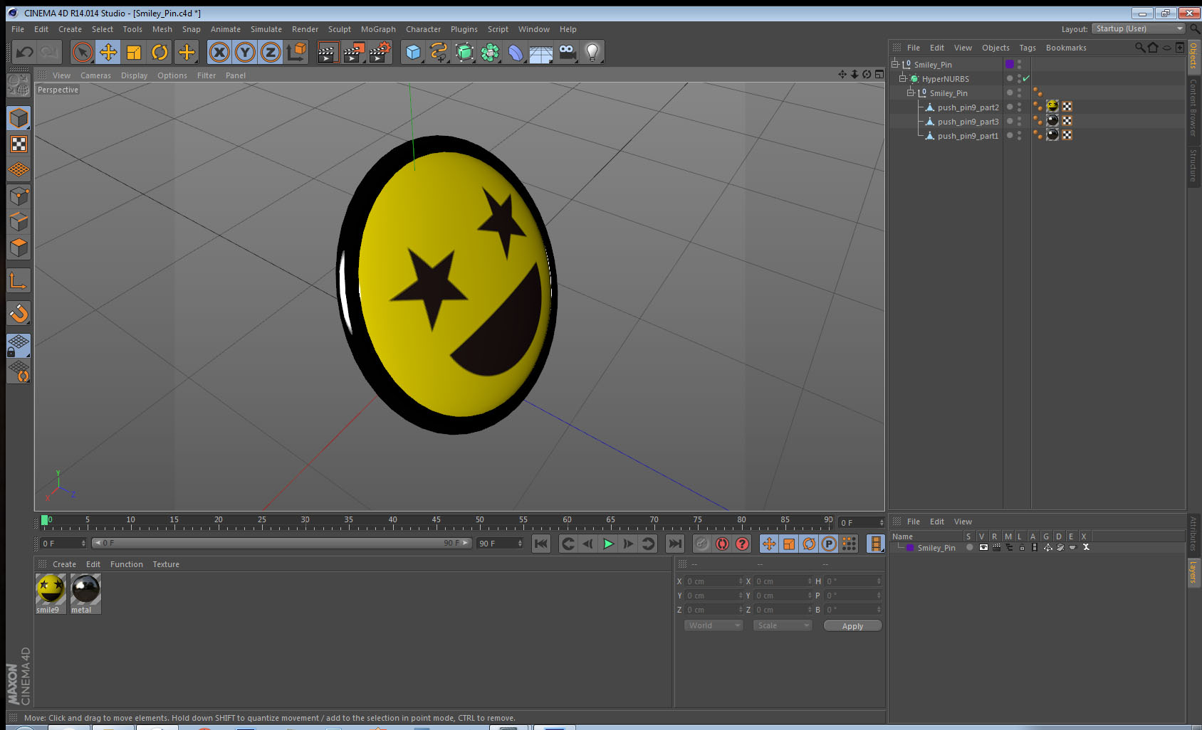 3D model Smiley Pin