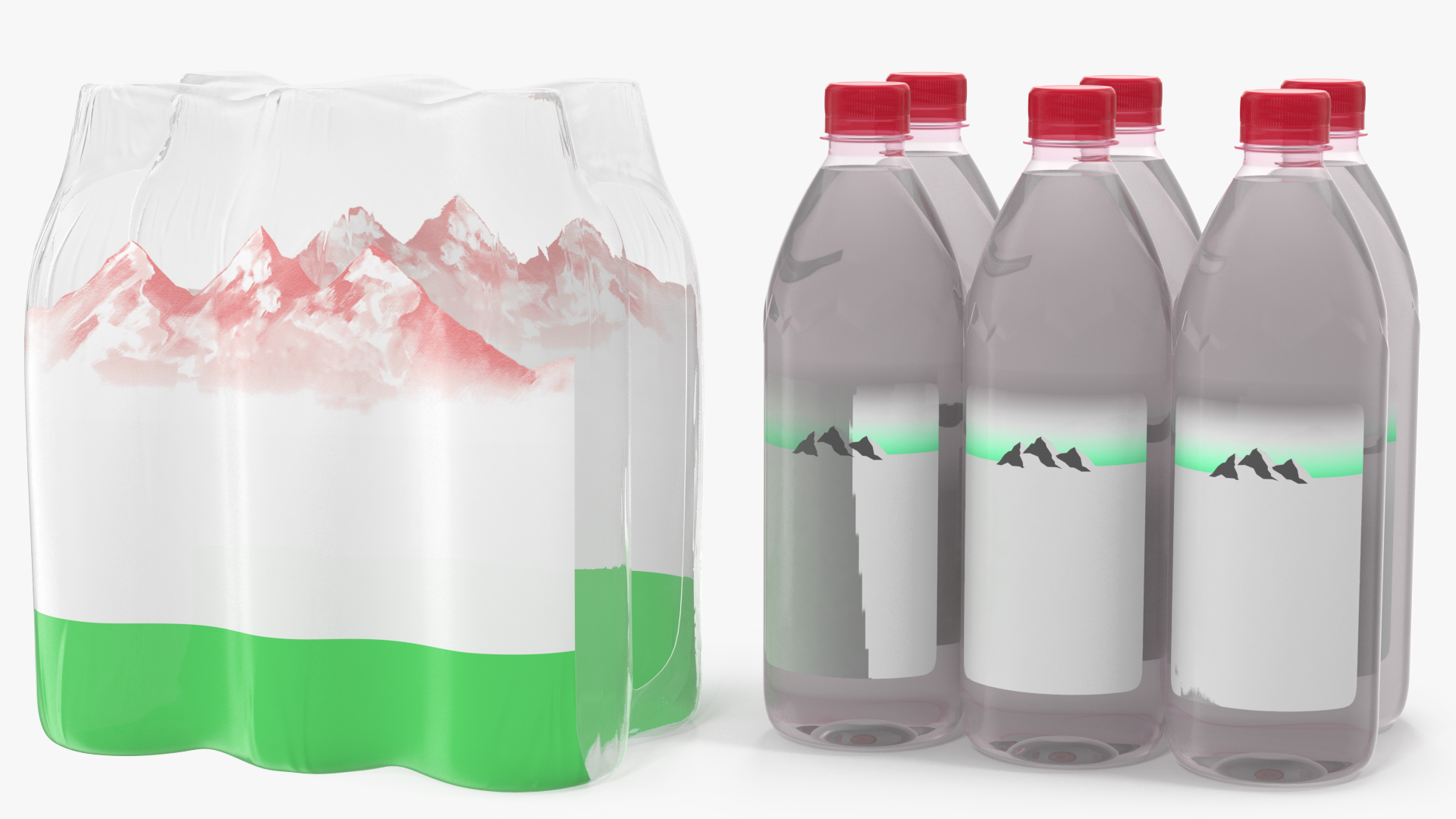 3D Mineral Water 1L Bottle Pack model