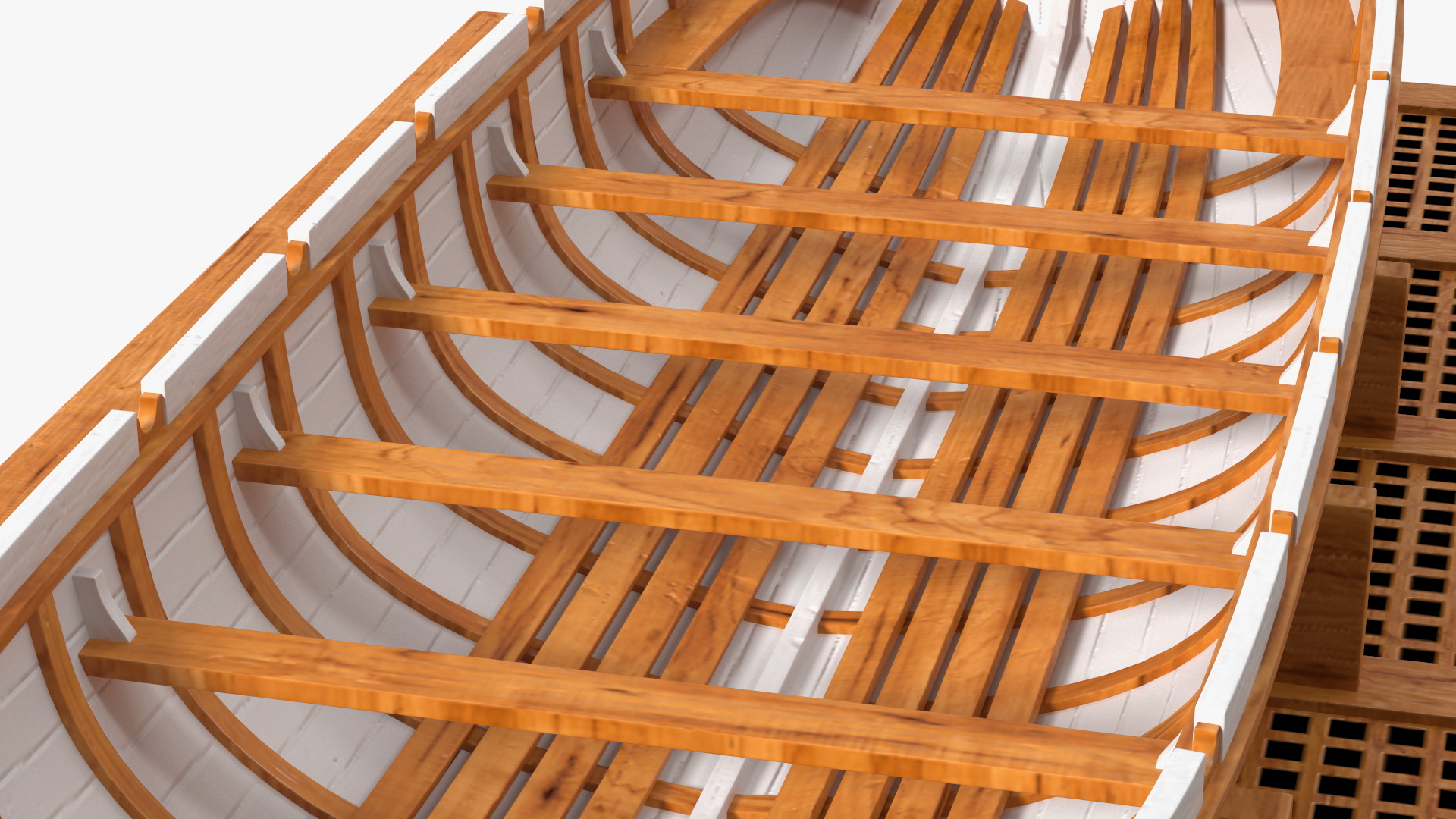 3D Old Wooden Boat on Deck model