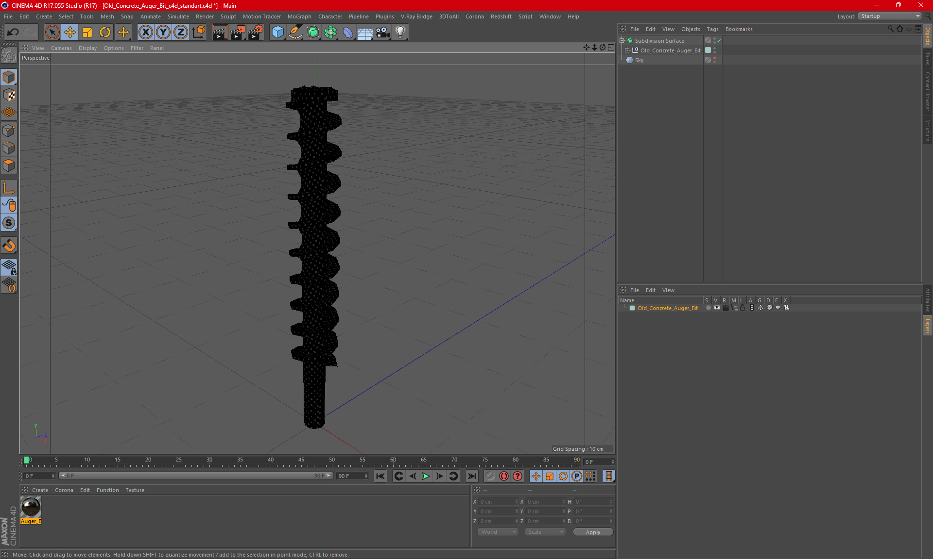 Old Concrete Auger Bit 3D