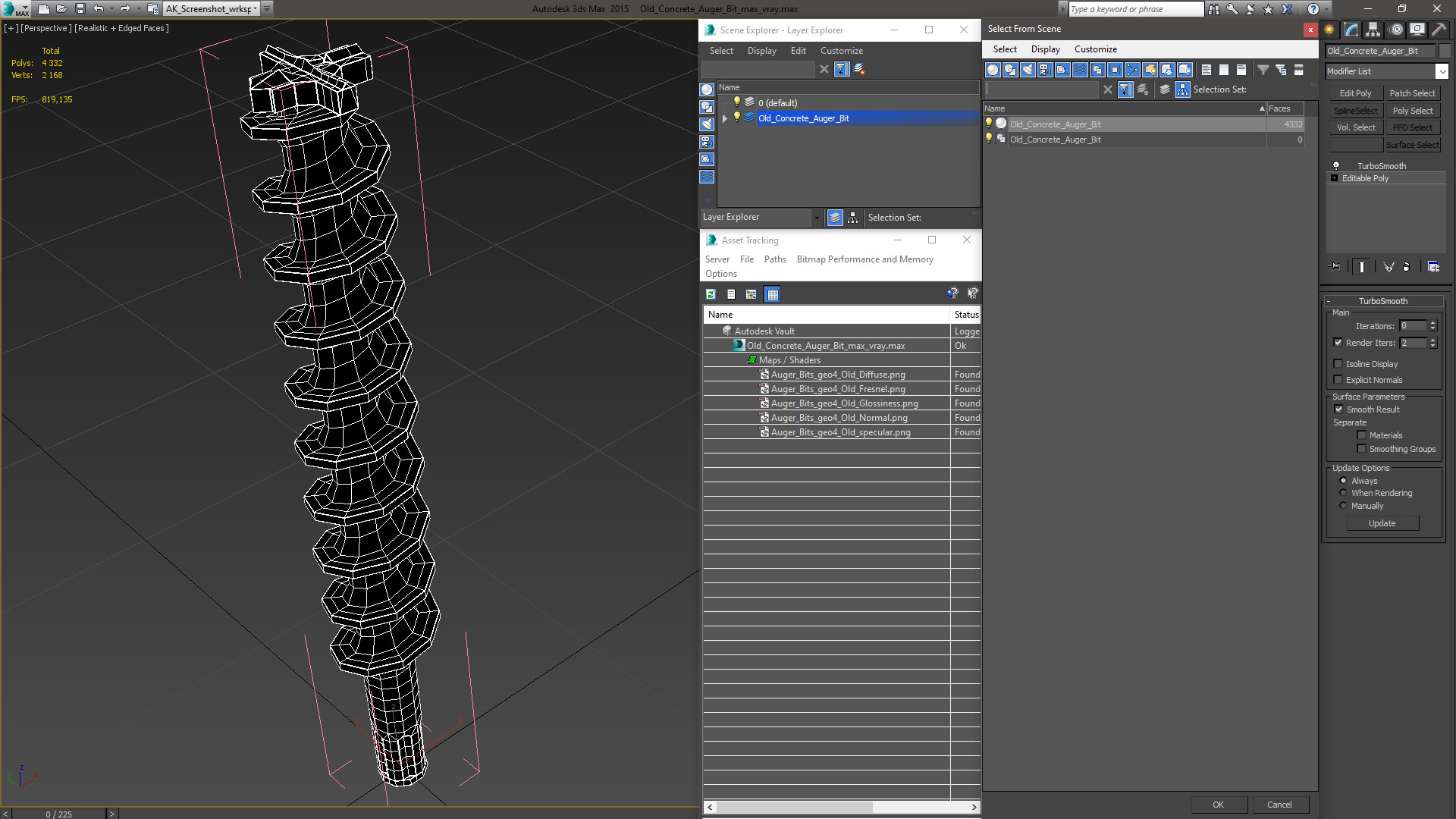 Old Concrete Auger Bit 3D