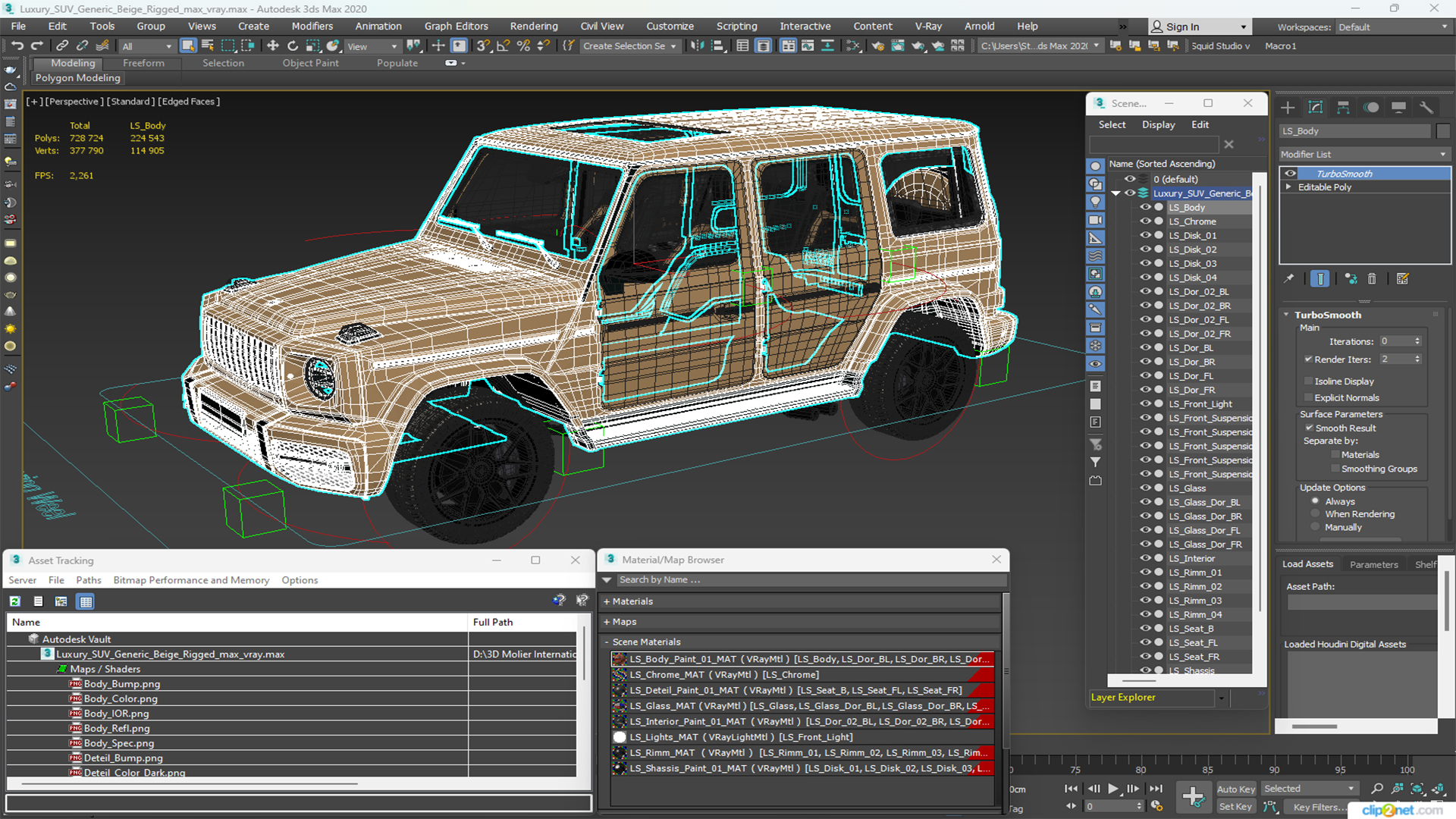 3D Luxury SUV Generic Beige Rigged