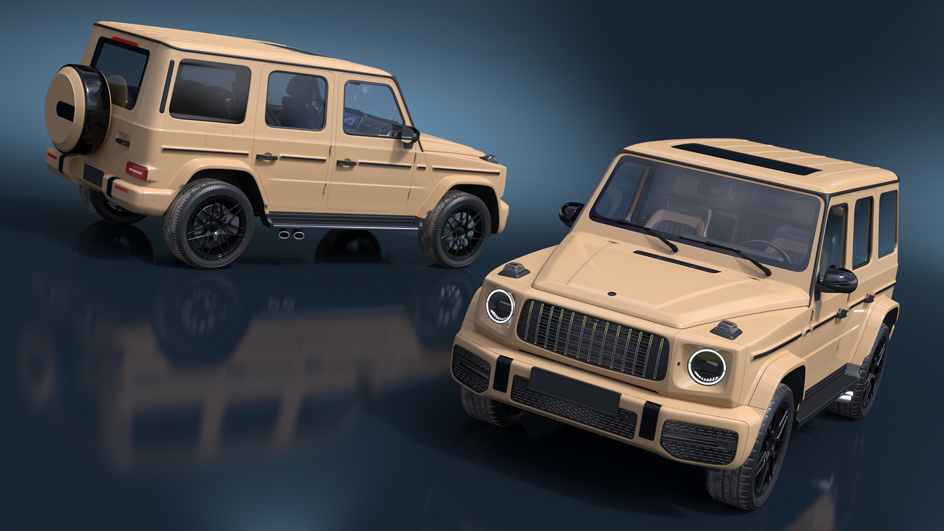 3D Luxury SUV Generic Beige Rigged