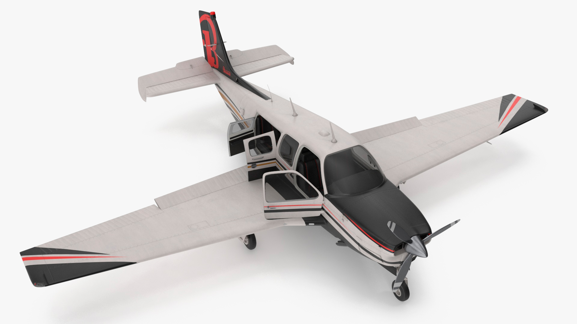 3D model Beechcraft Bonanza Plane Rigged for Cinema 4D