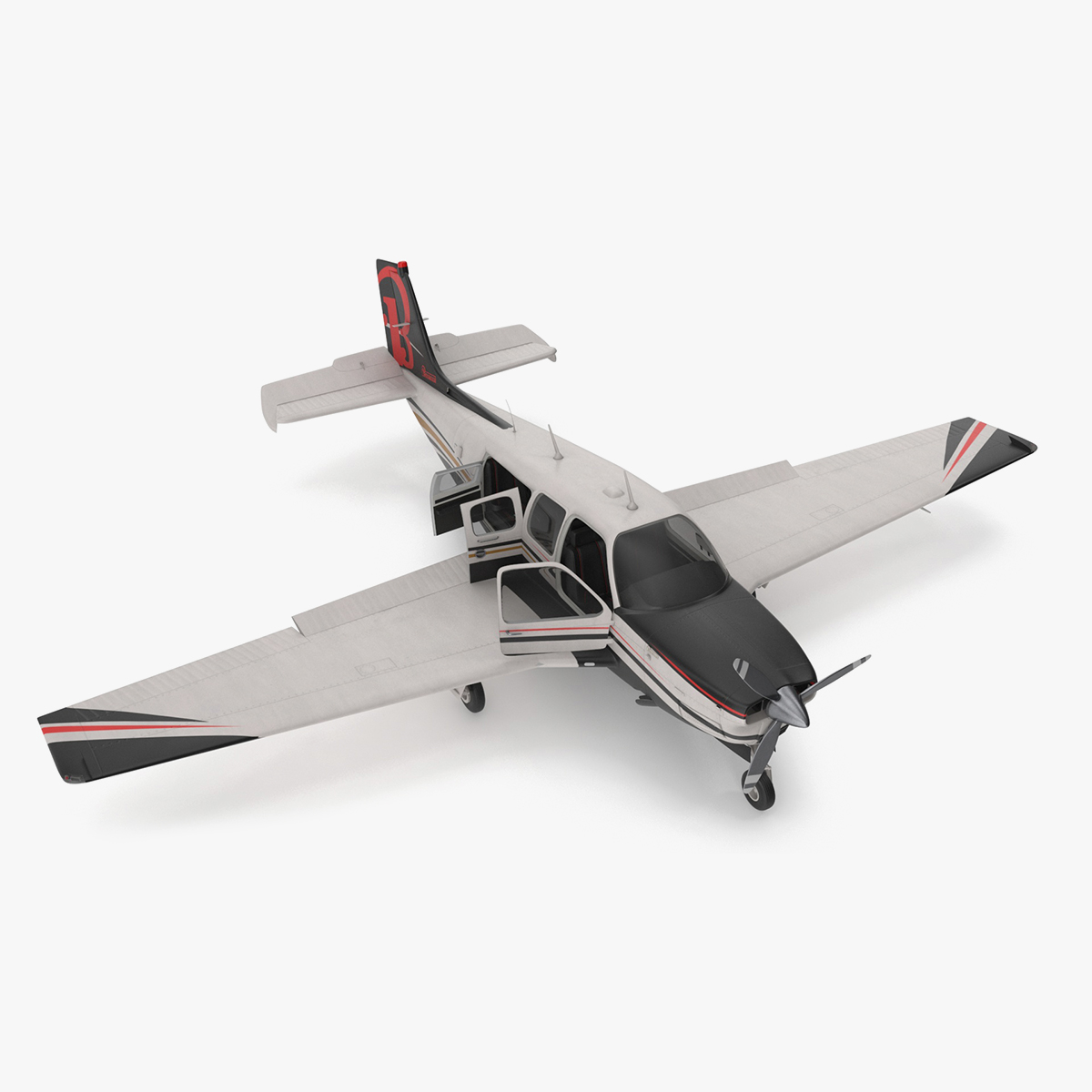 3D model Beechcraft Bonanza Plane Rigged for Cinema 4D