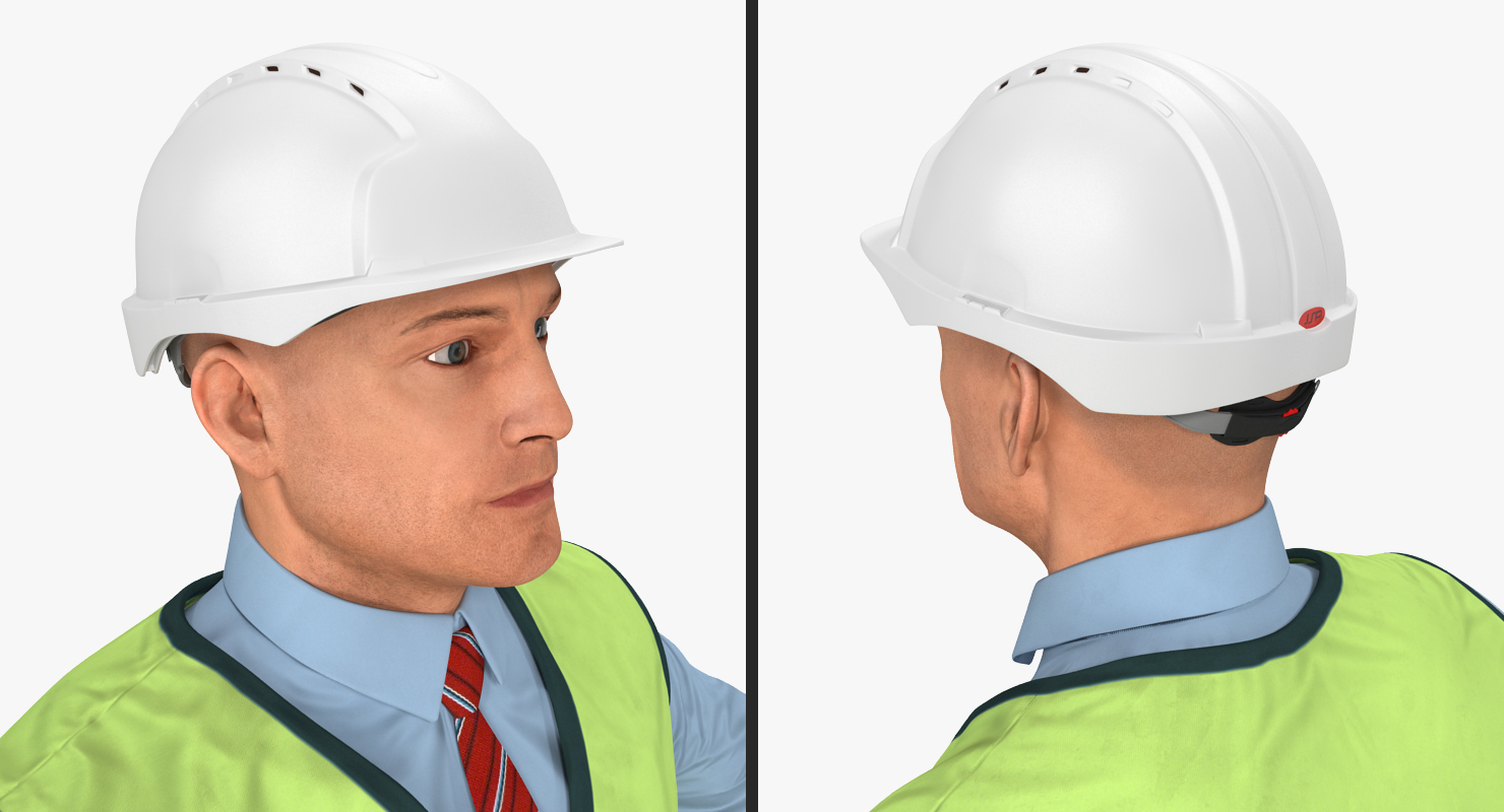 3D Construction Architect in Yellow Safety Jacket Rigged model