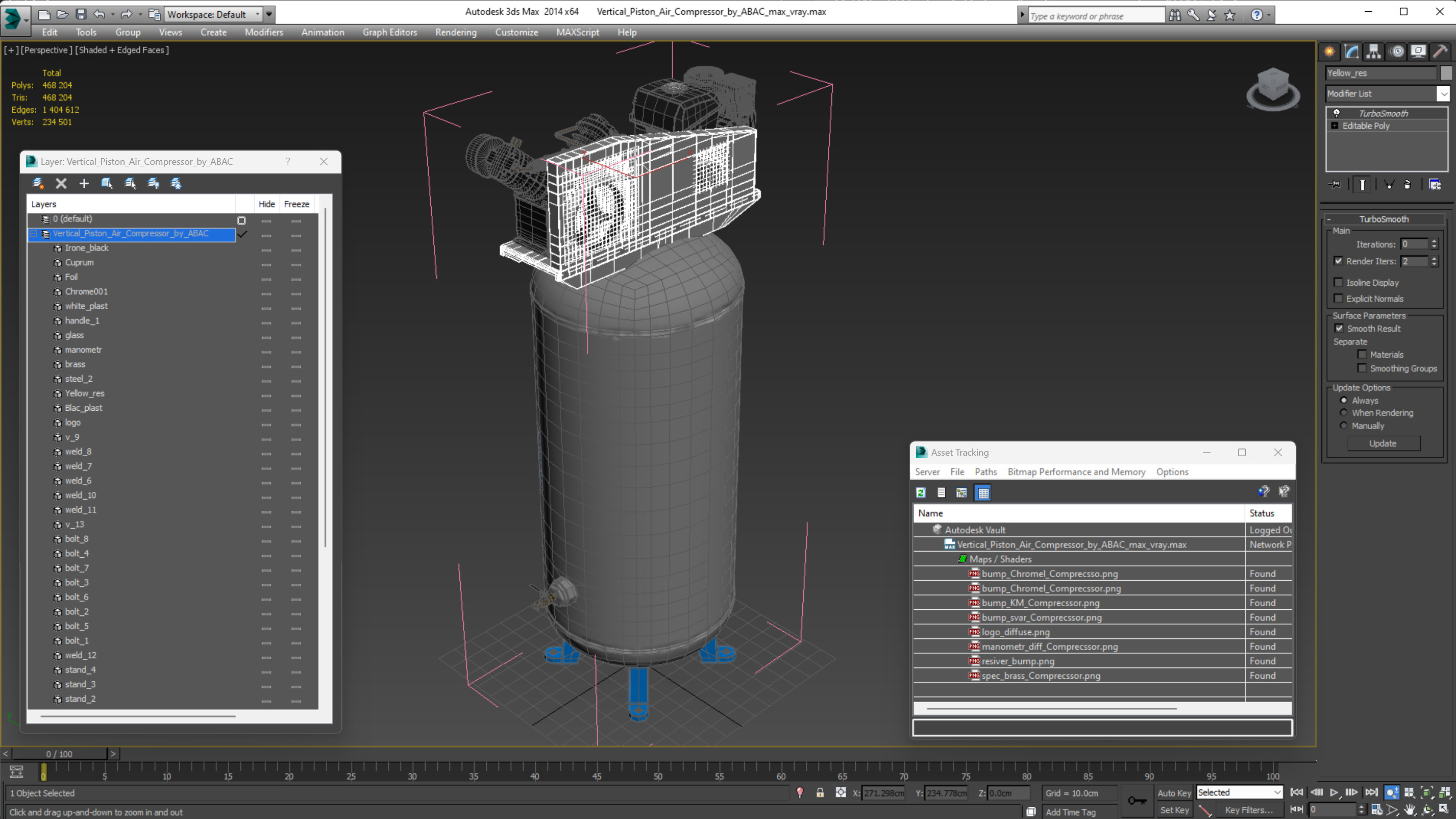 3D Vertical Piston Air Compressor by ABAC model