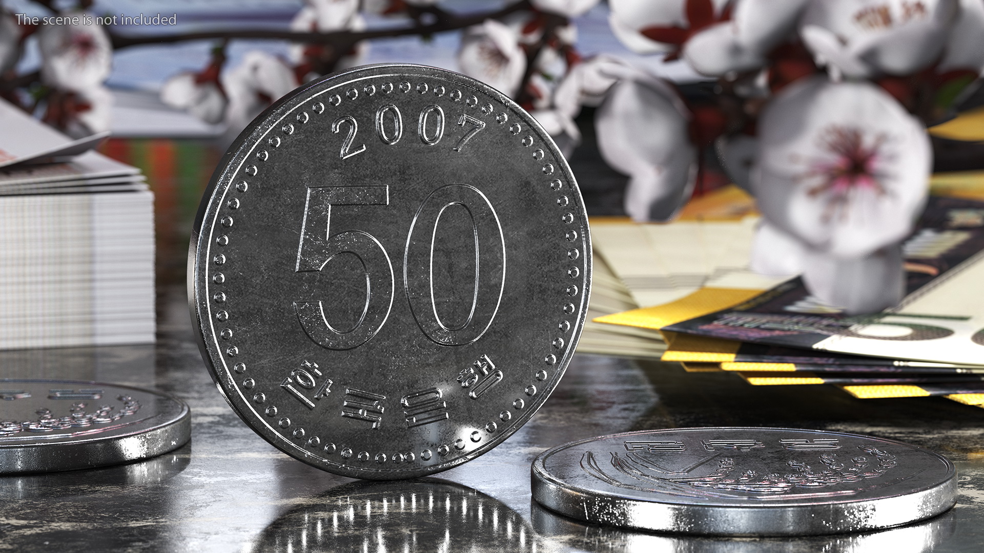 3D South Korea 50 Won 2007 Coin model