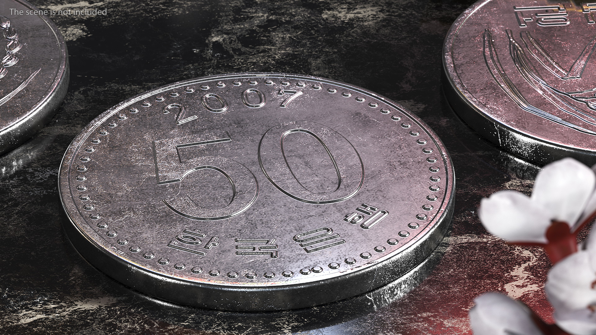 3D South Korea 50 Won 2007 Coin model