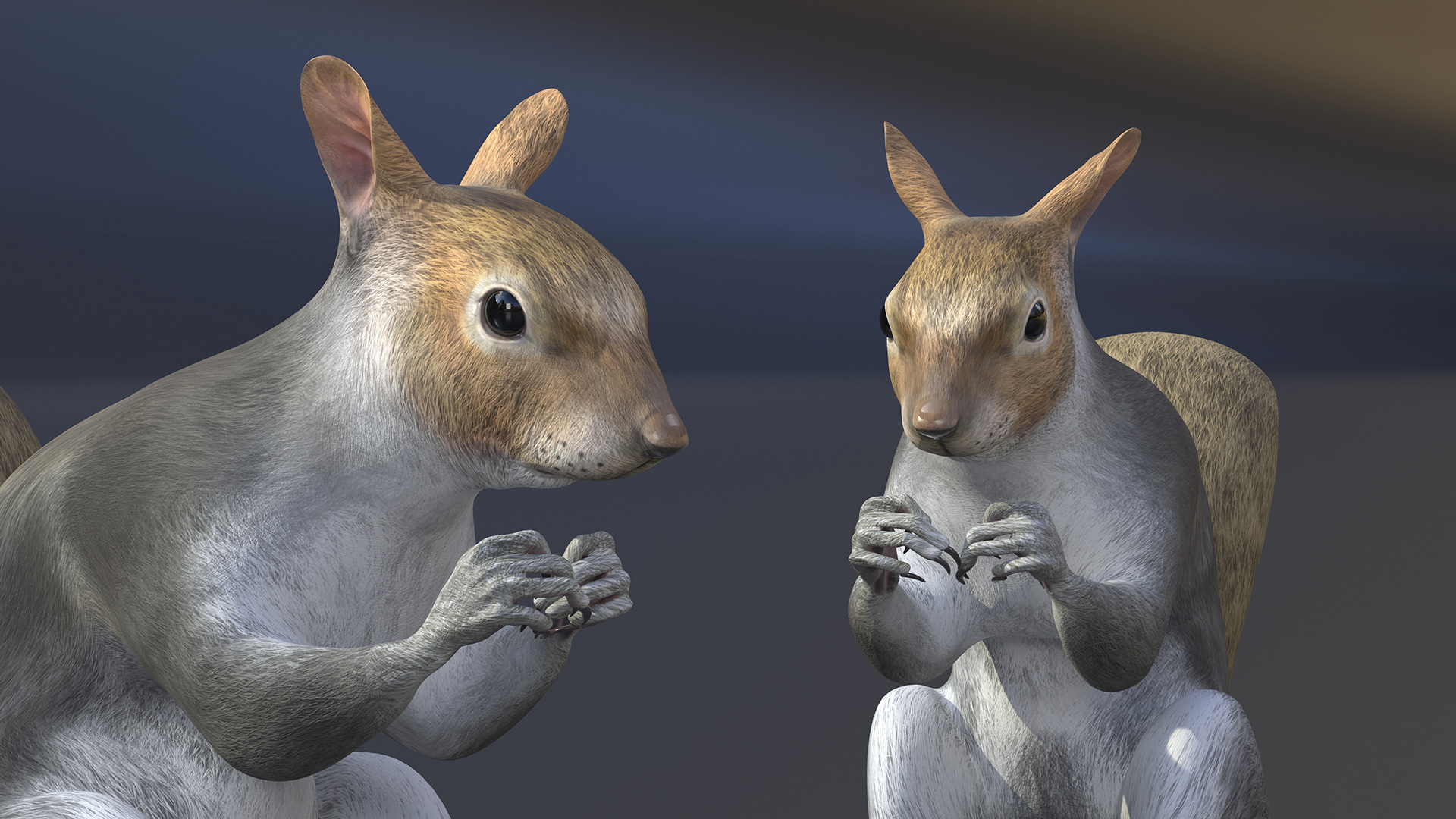 3D Gray Squirrel in a Sitting Pose