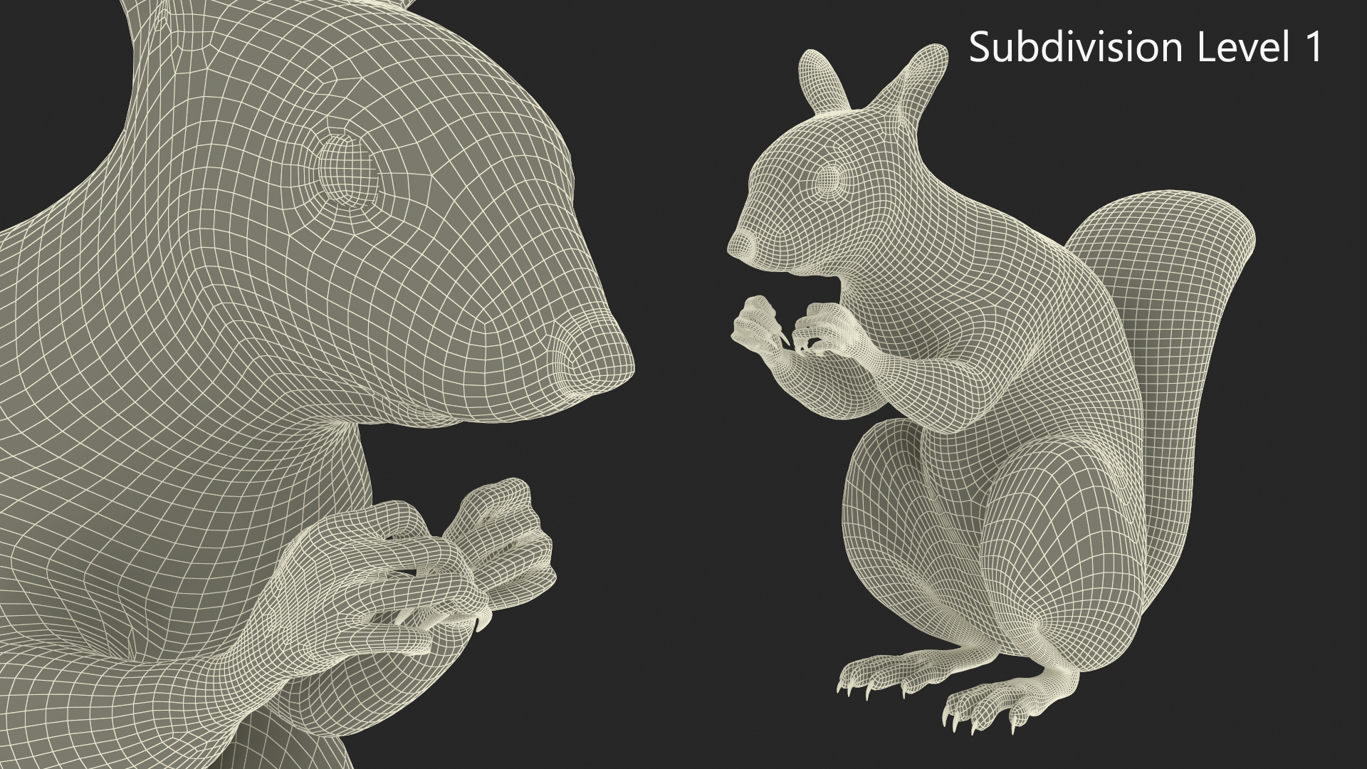 3D Gray Squirrel in a Sitting Pose