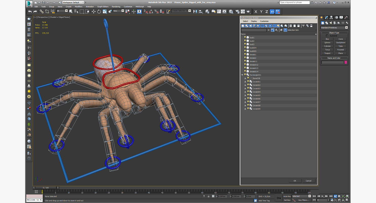 3D Mouse Spider Rigged with Fur model