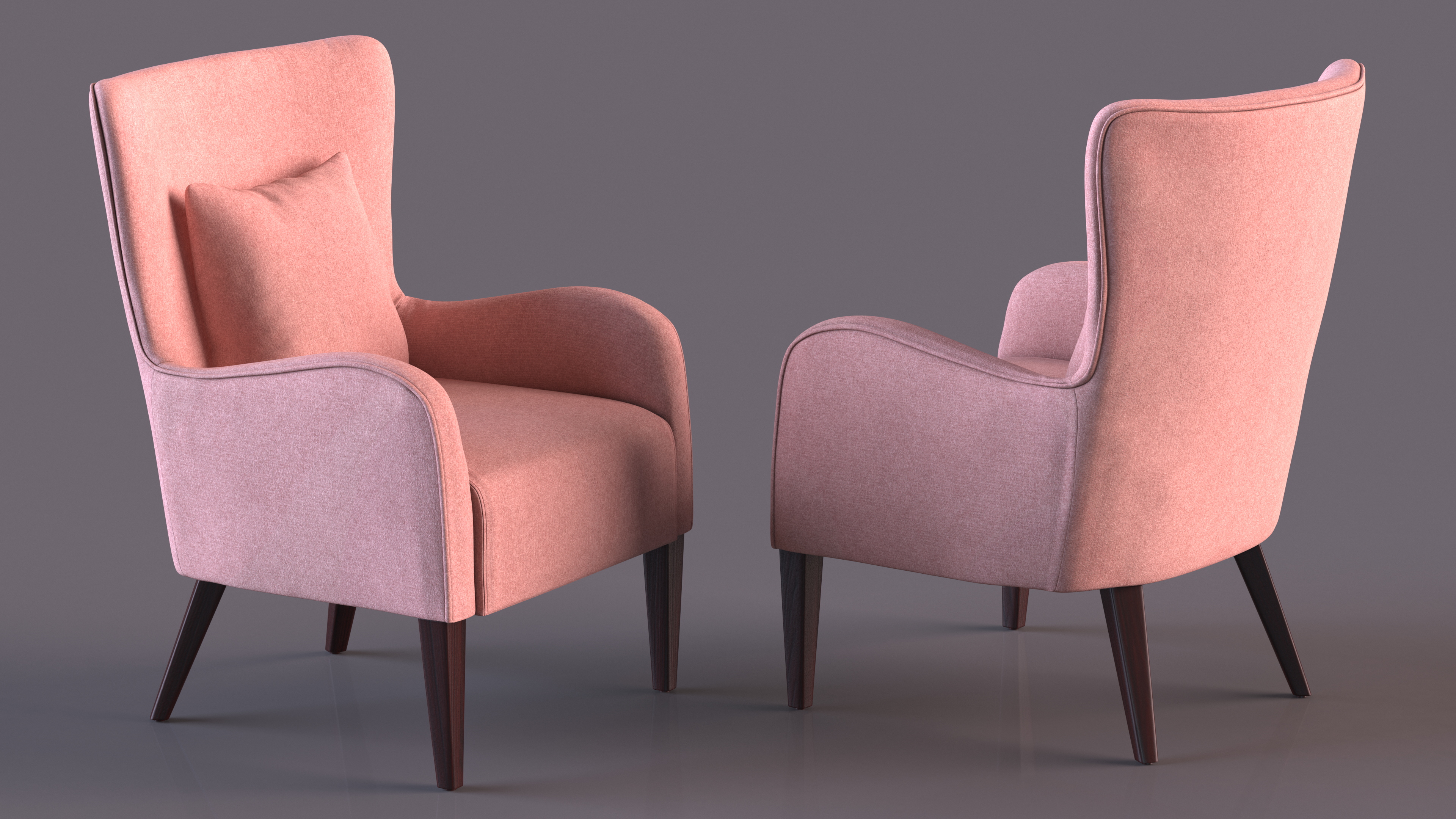 Coaster Accent Chair with Curved Arms Pink 3D