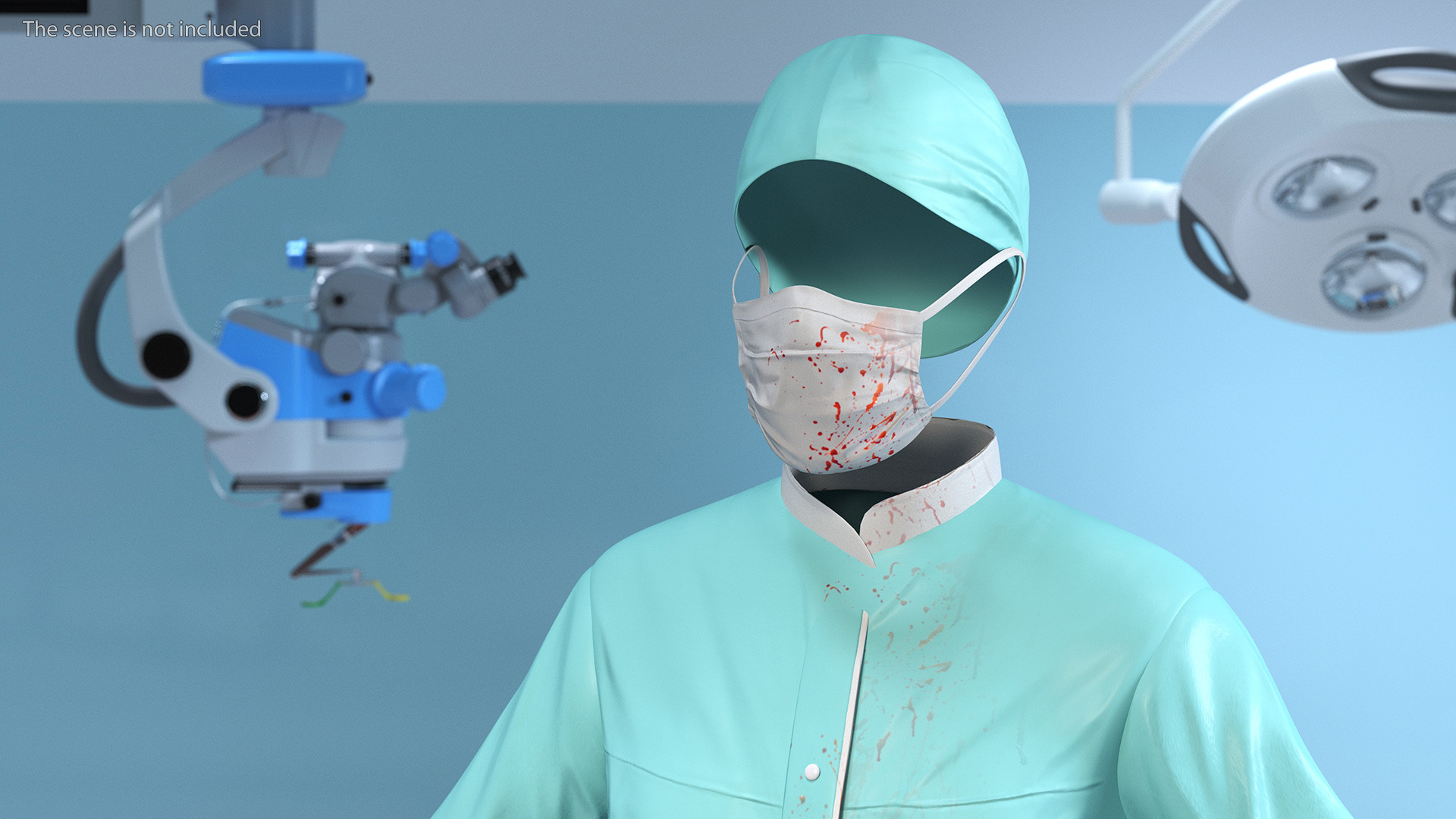 3D Female Medical Uniform Blood Stained