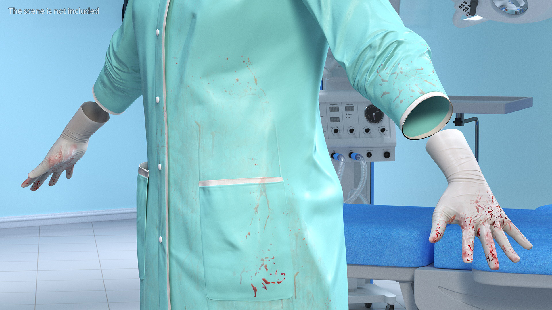 3D Female Medical Uniform Blood Stained