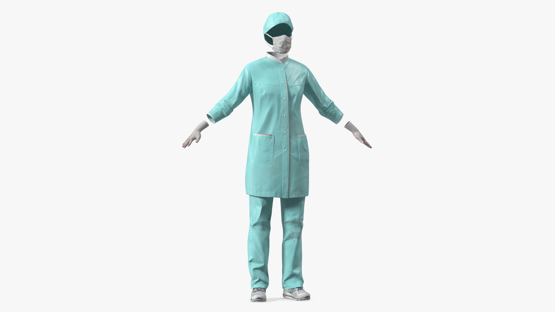 3D Female Medical Uniform Blood Stained