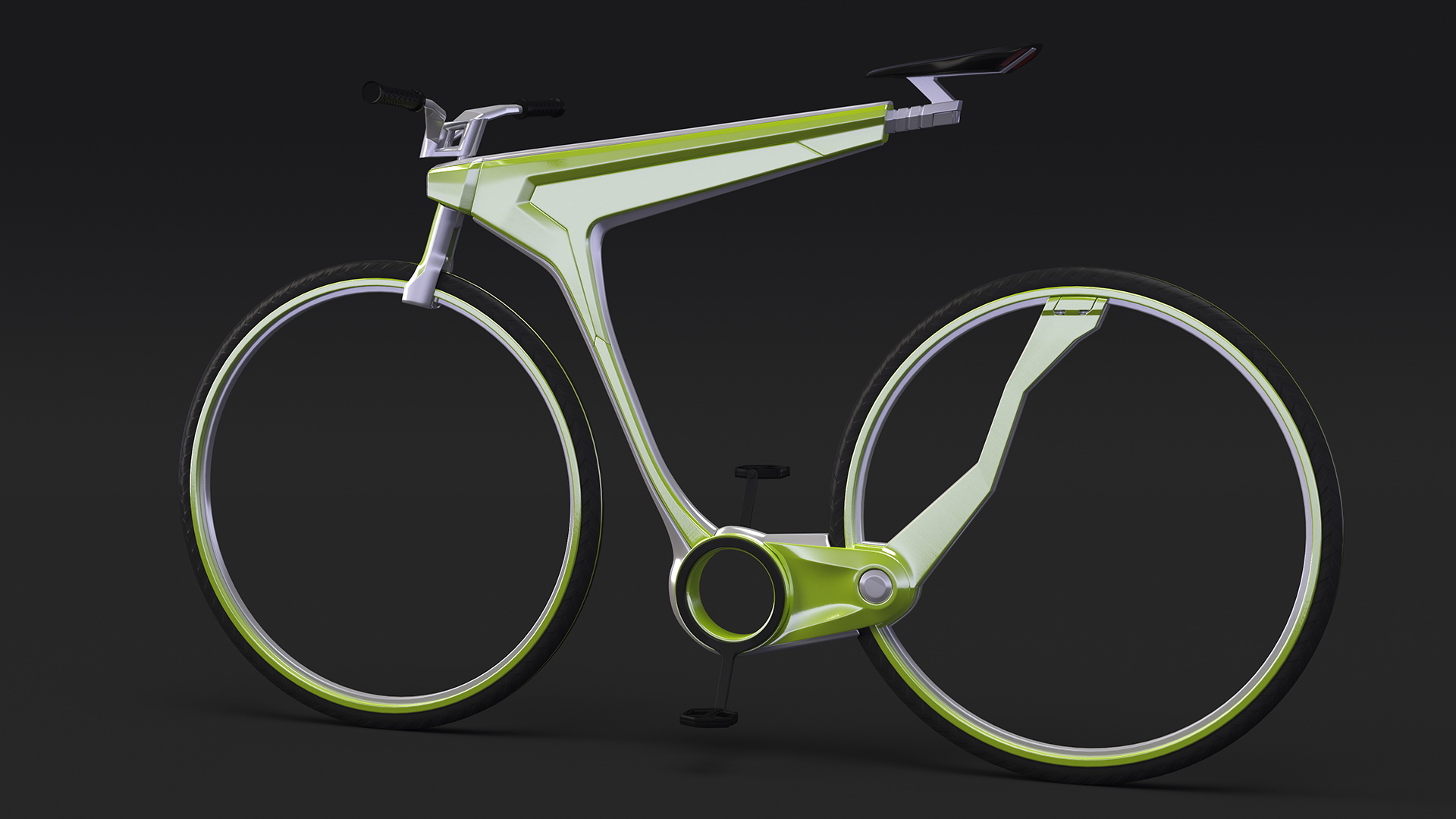 3D Futuristic Electric Bike Green Rigged for Cinema 4D