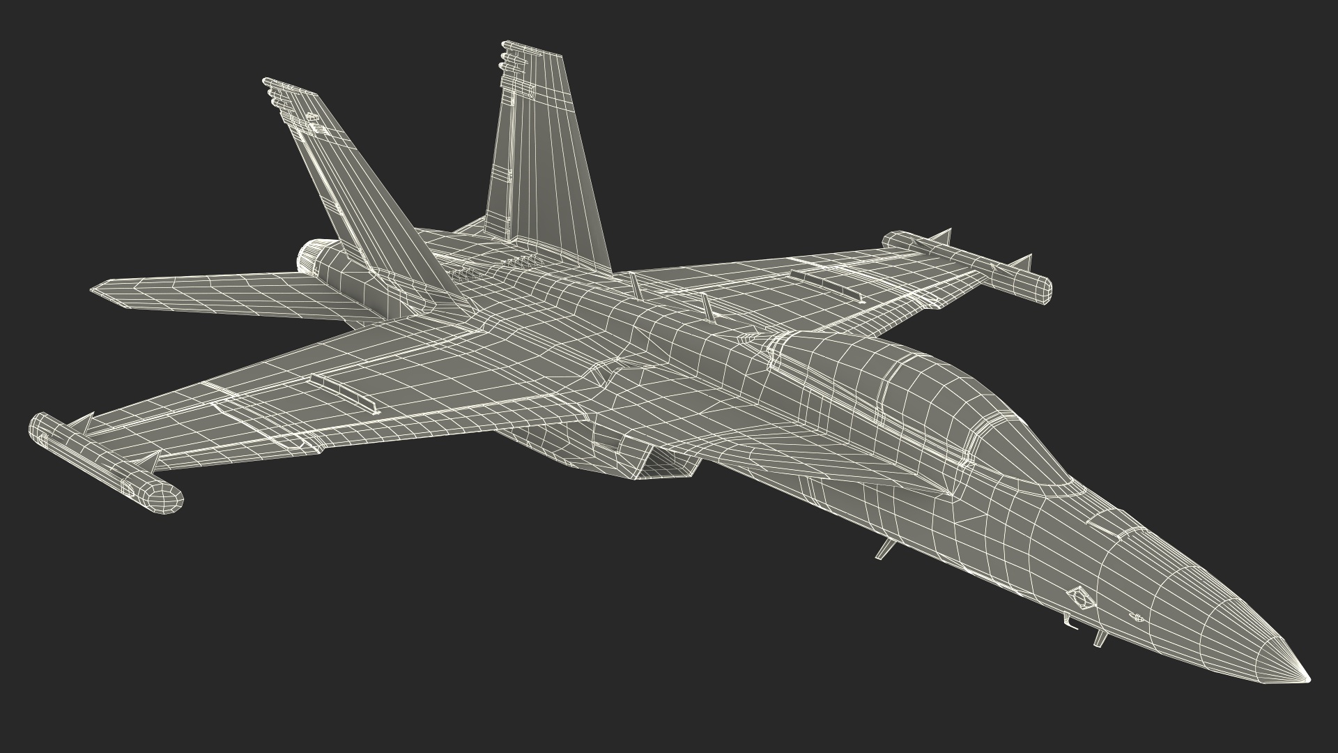 3D Jet Boeing EA 18G without Weapon in Flight Simplified model