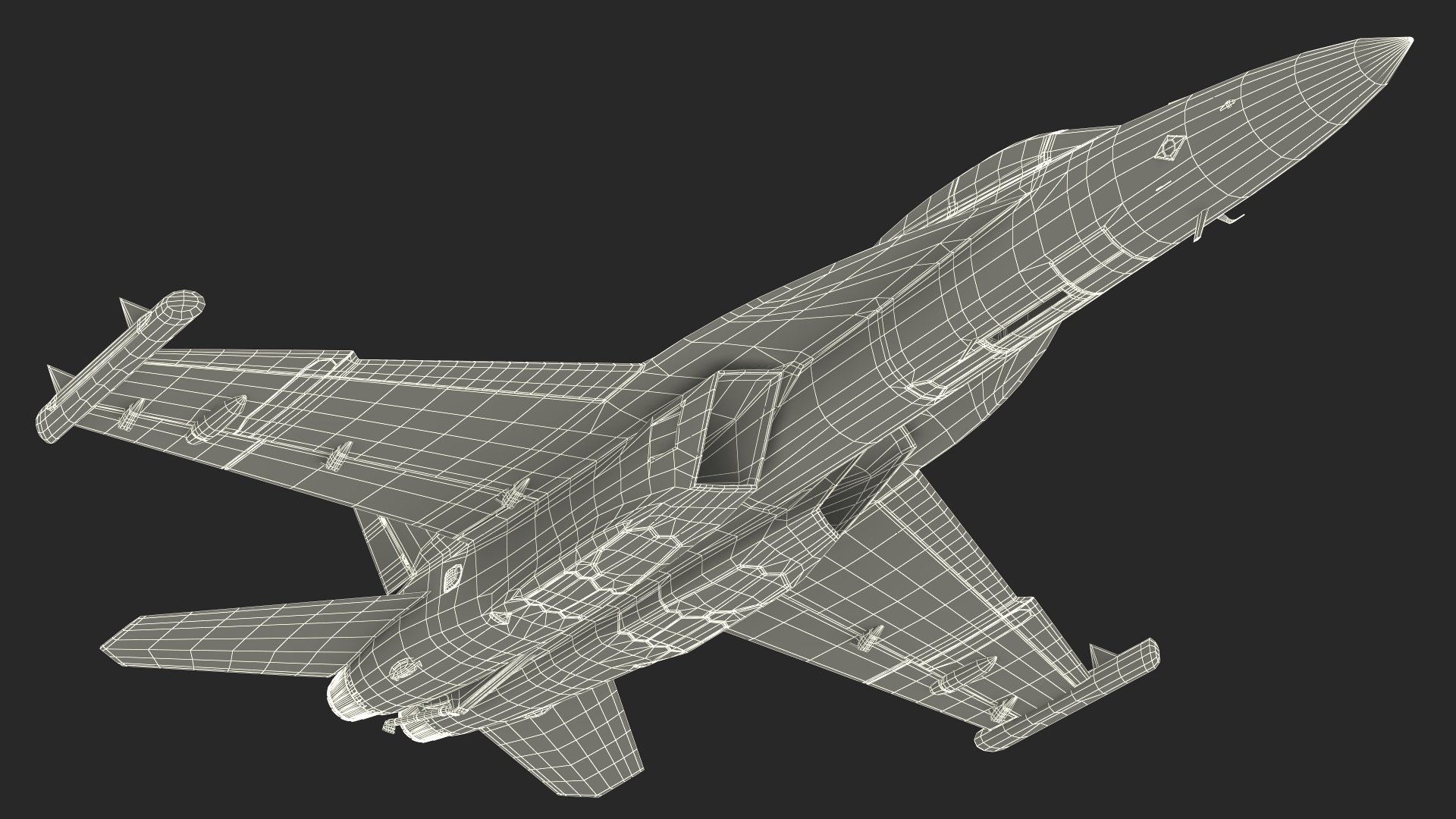 3D Jet Boeing EA 18G without Weapon in Flight Simplified model