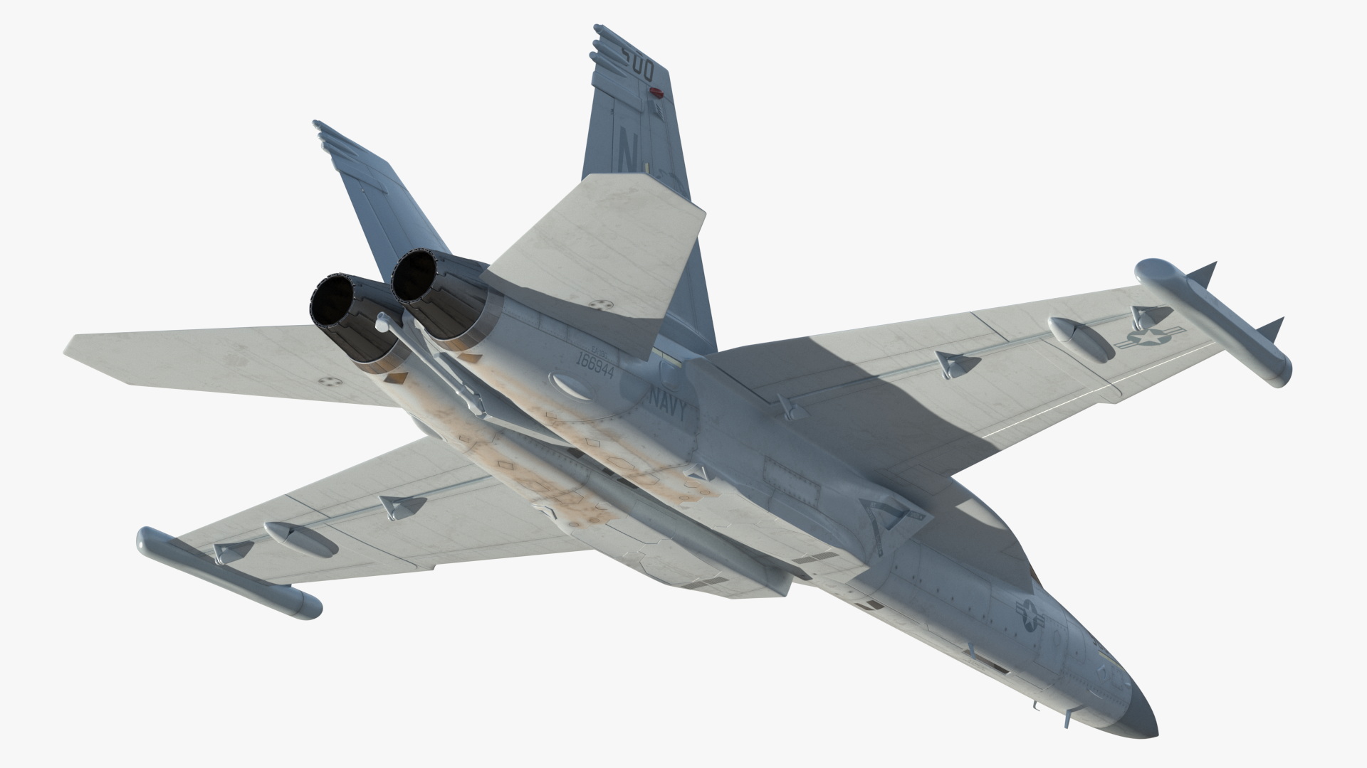 3D Jet Boeing EA 18G without Weapon in Flight Simplified model