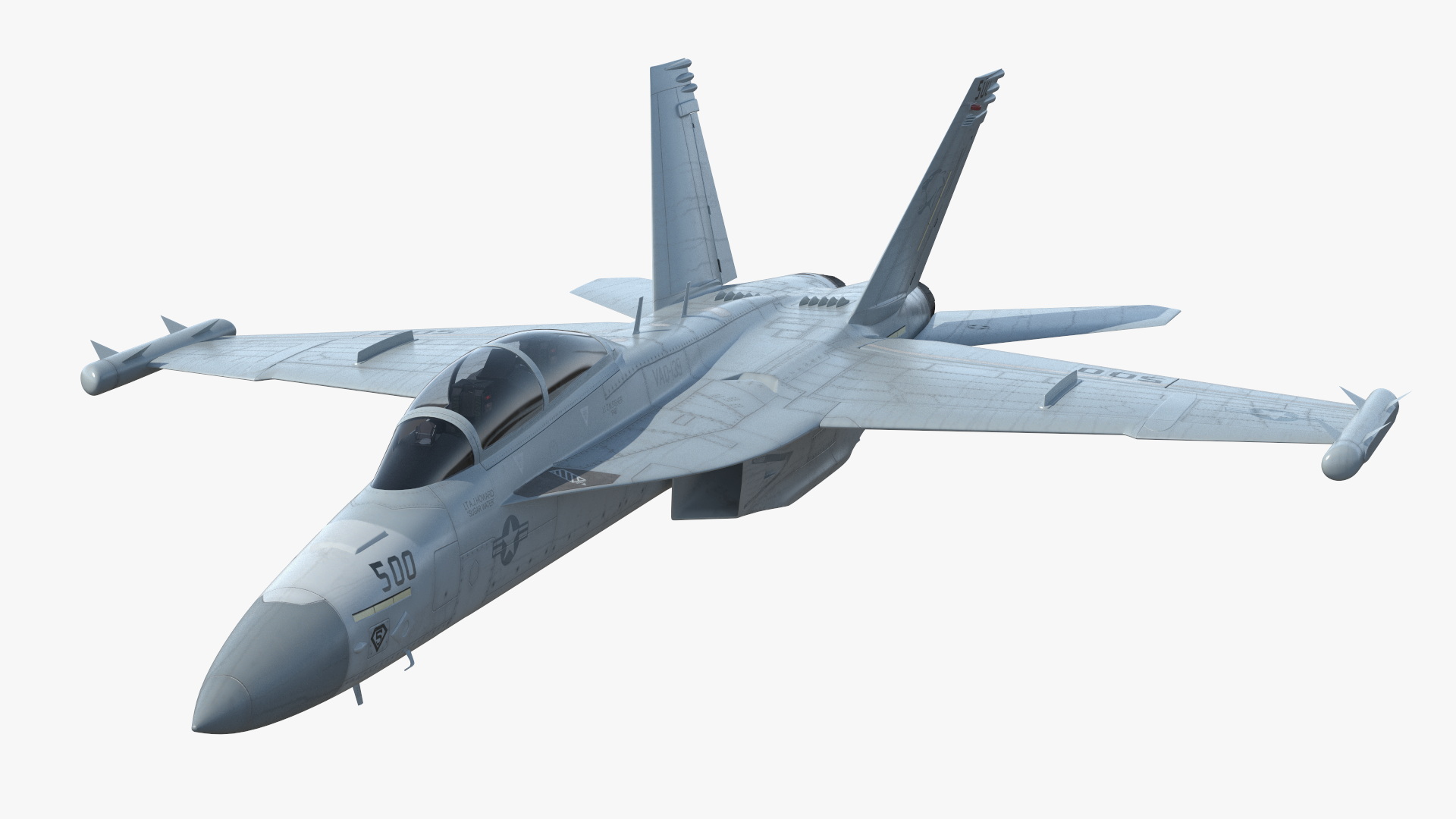 3D Jet Boeing EA 18G without Weapon in Flight Simplified model