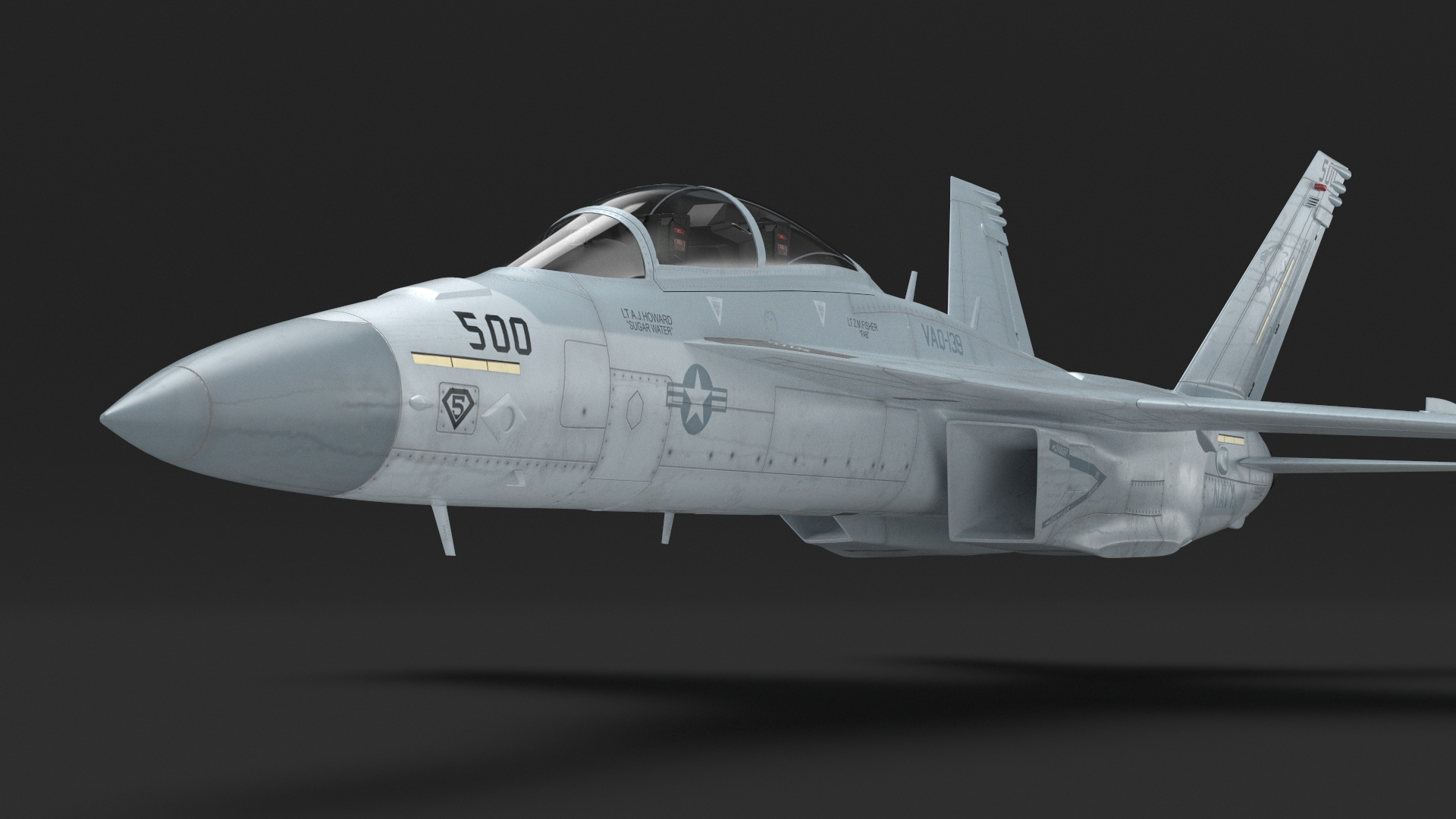 3D Jet Boeing EA 18G without Weapon in Flight Simplified model