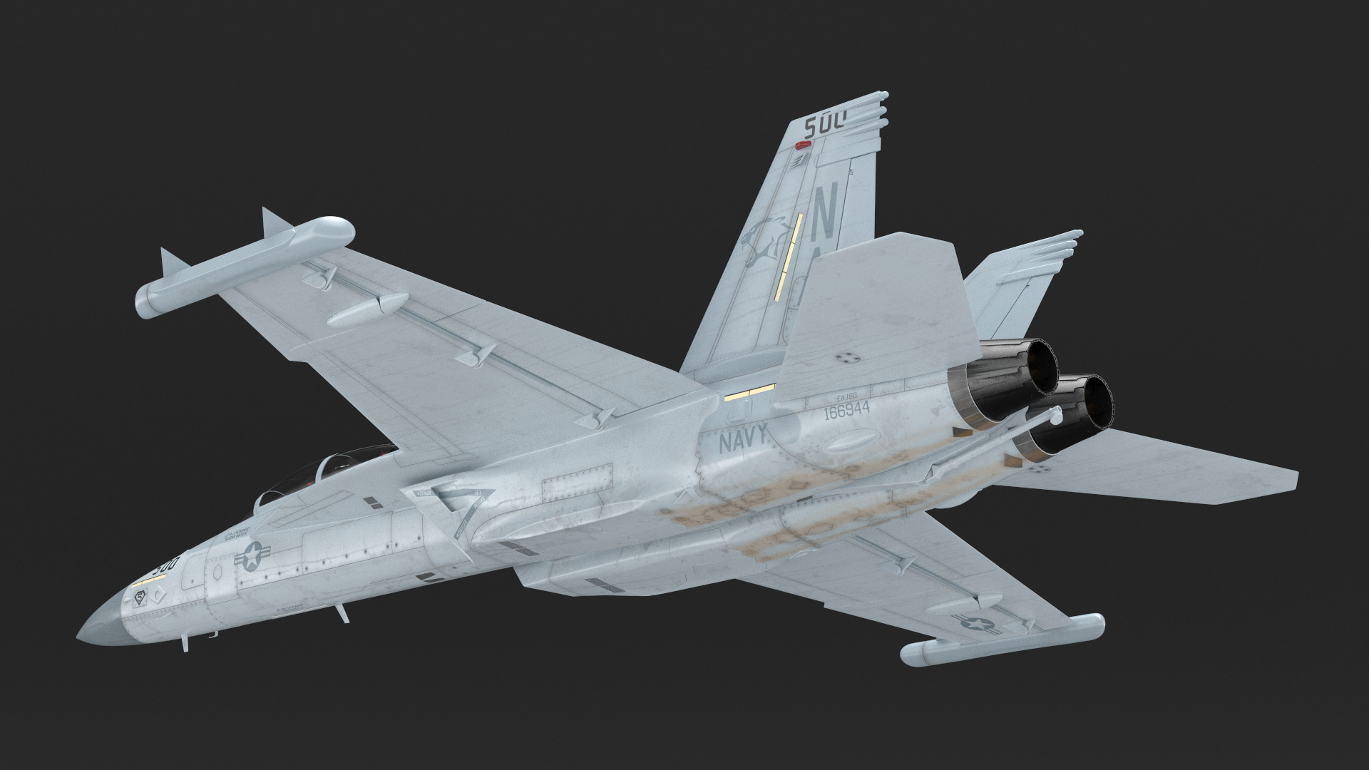 3D Jet Boeing EA 18G without Weapon in Flight Simplified model