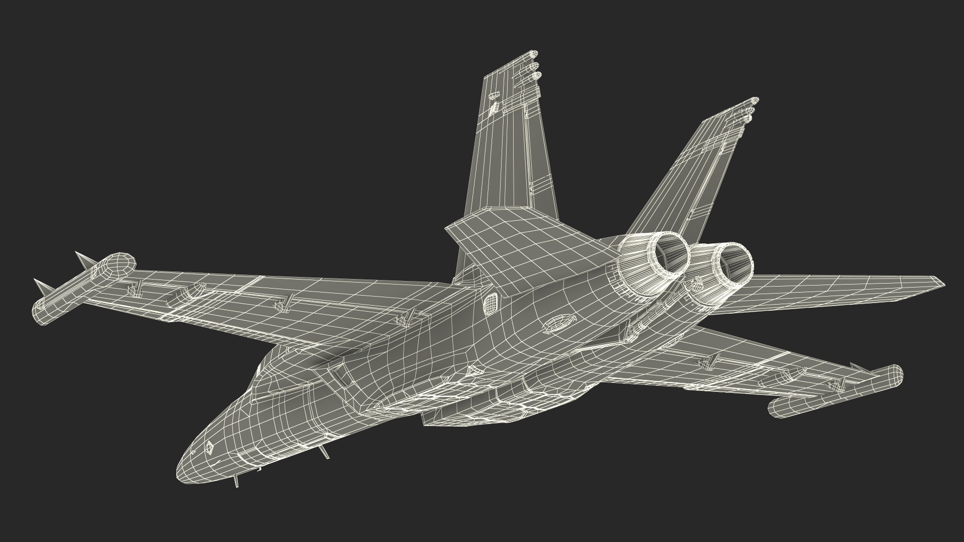 3D Jet Boeing EA 18G without Weapon in Flight Simplified model