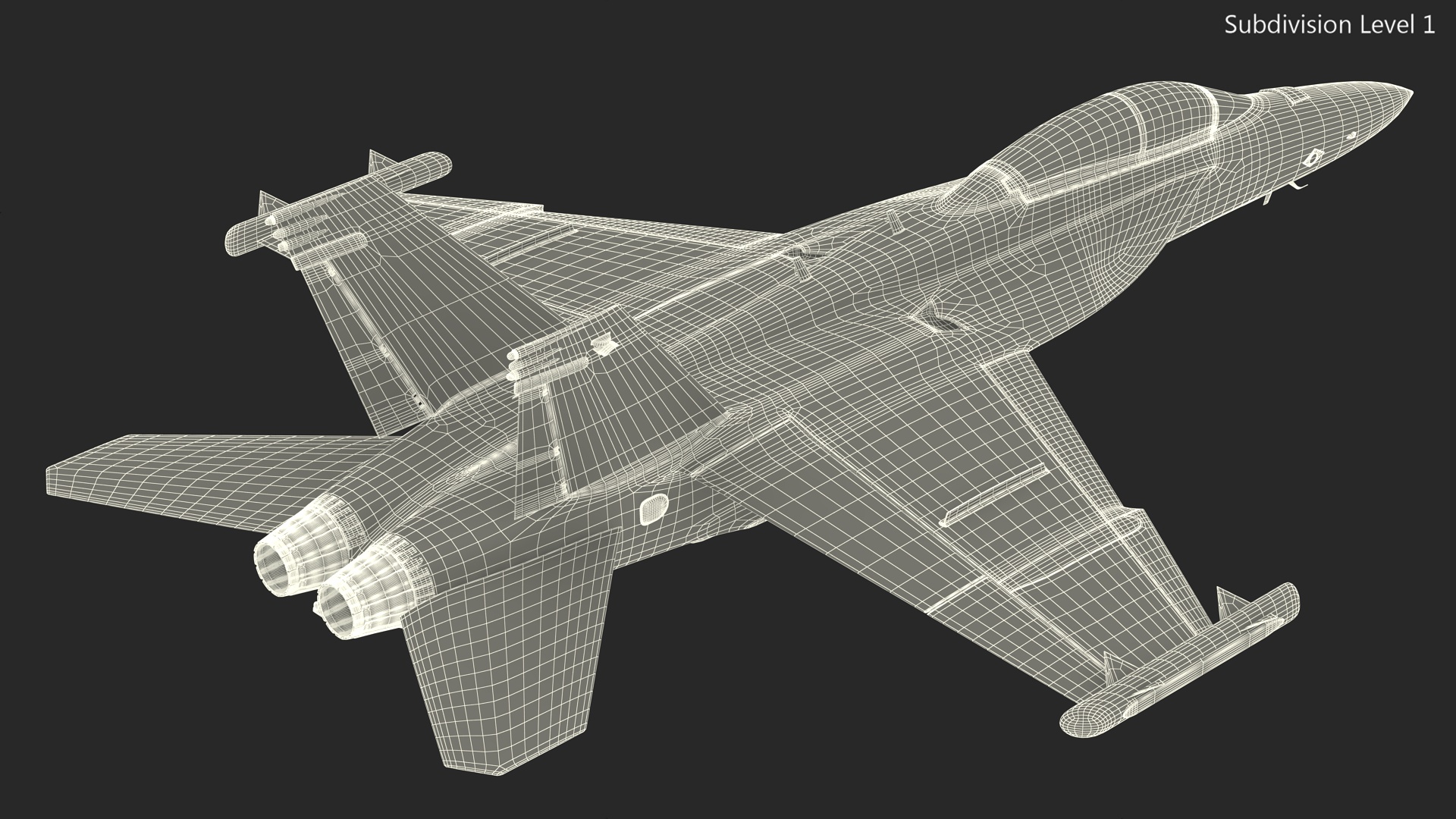 3D Jet Boeing EA 18G without Weapon in Flight Simplified model