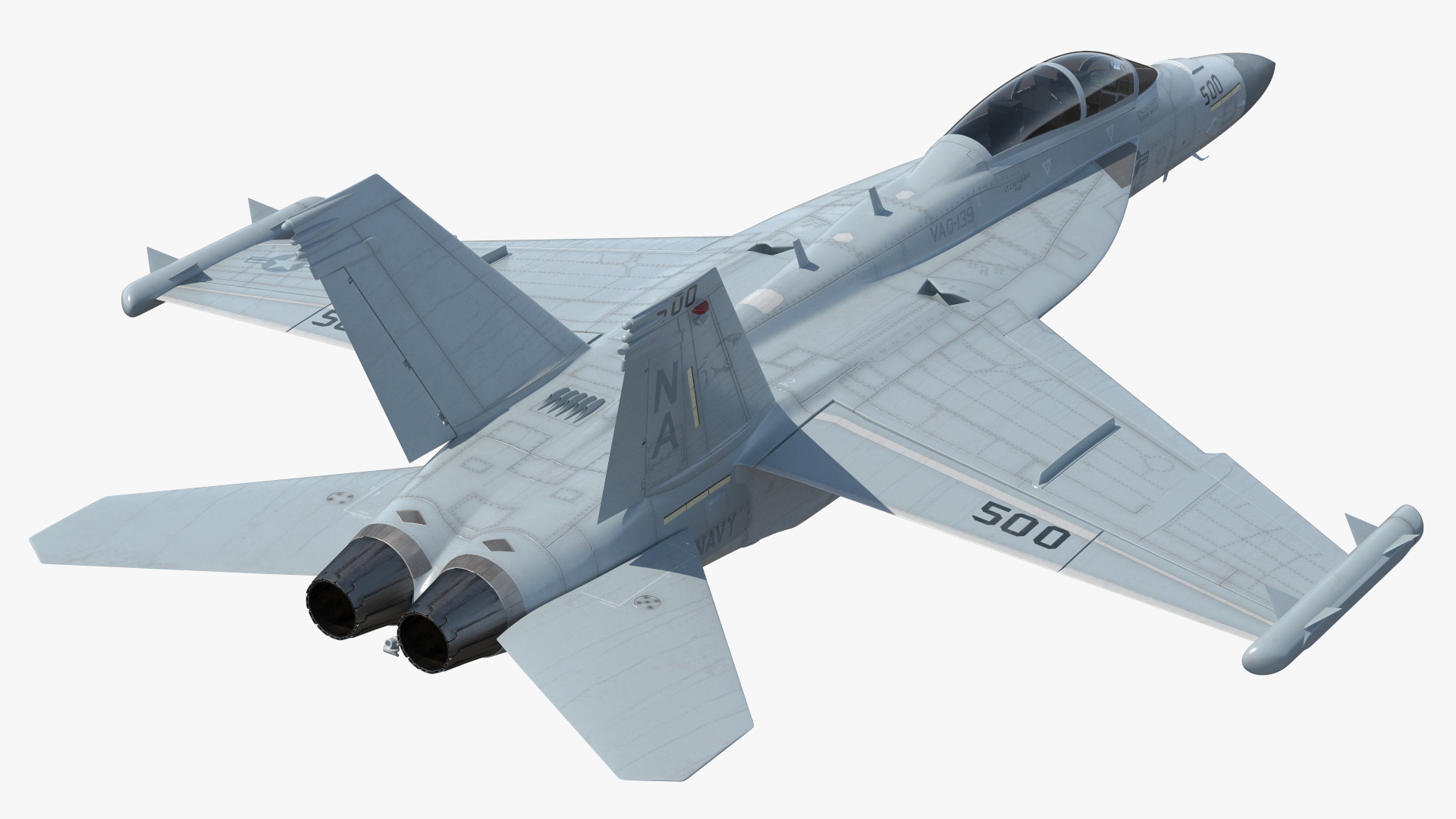 3D Jet Boeing EA 18G without Weapon in Flight Simplified model