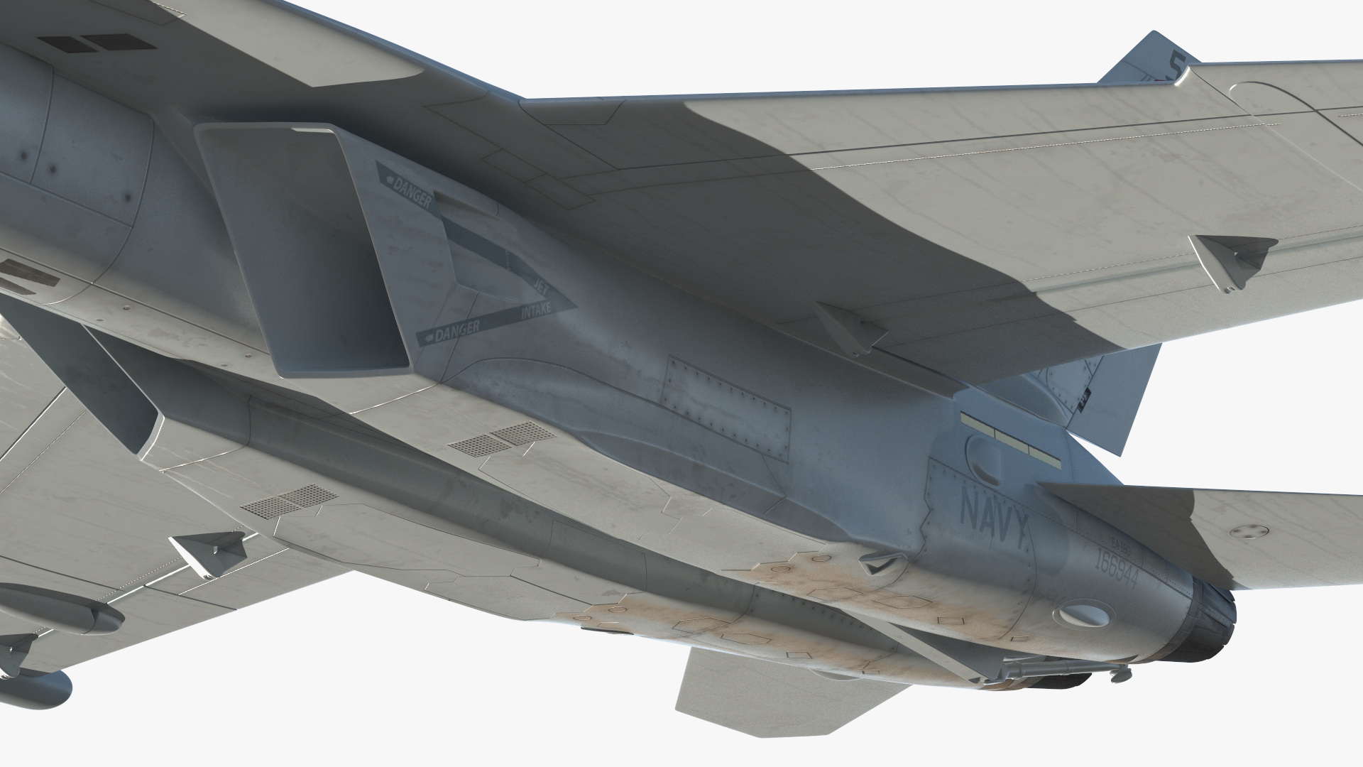 3D Jet Boeing EA 18G without Weapon in Flight Simplified model