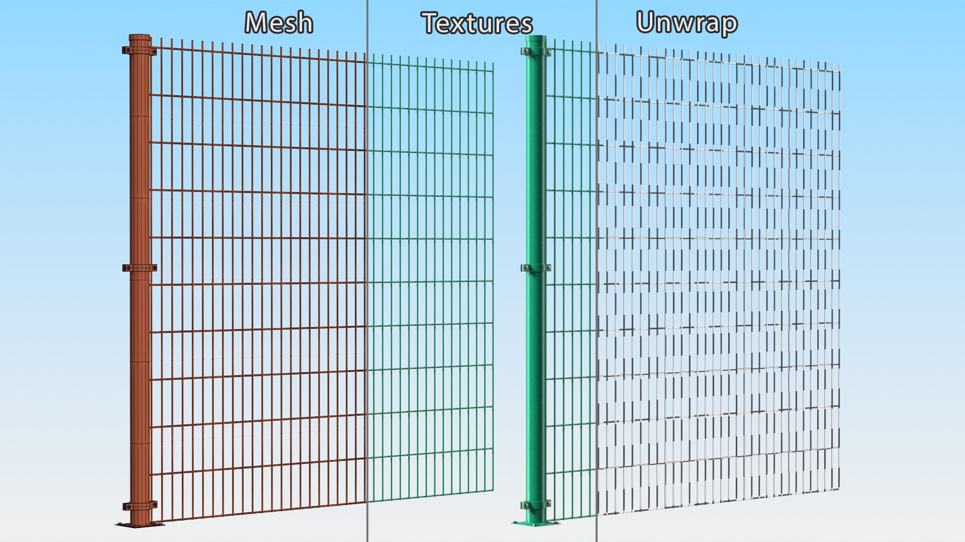 Mesh Fence Panel Green 3D