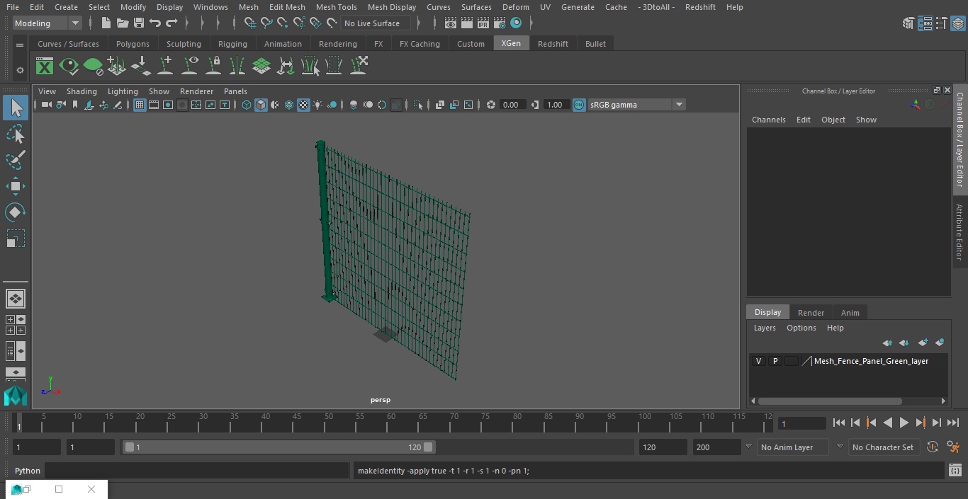 Mesh Fence Panel Green 3D