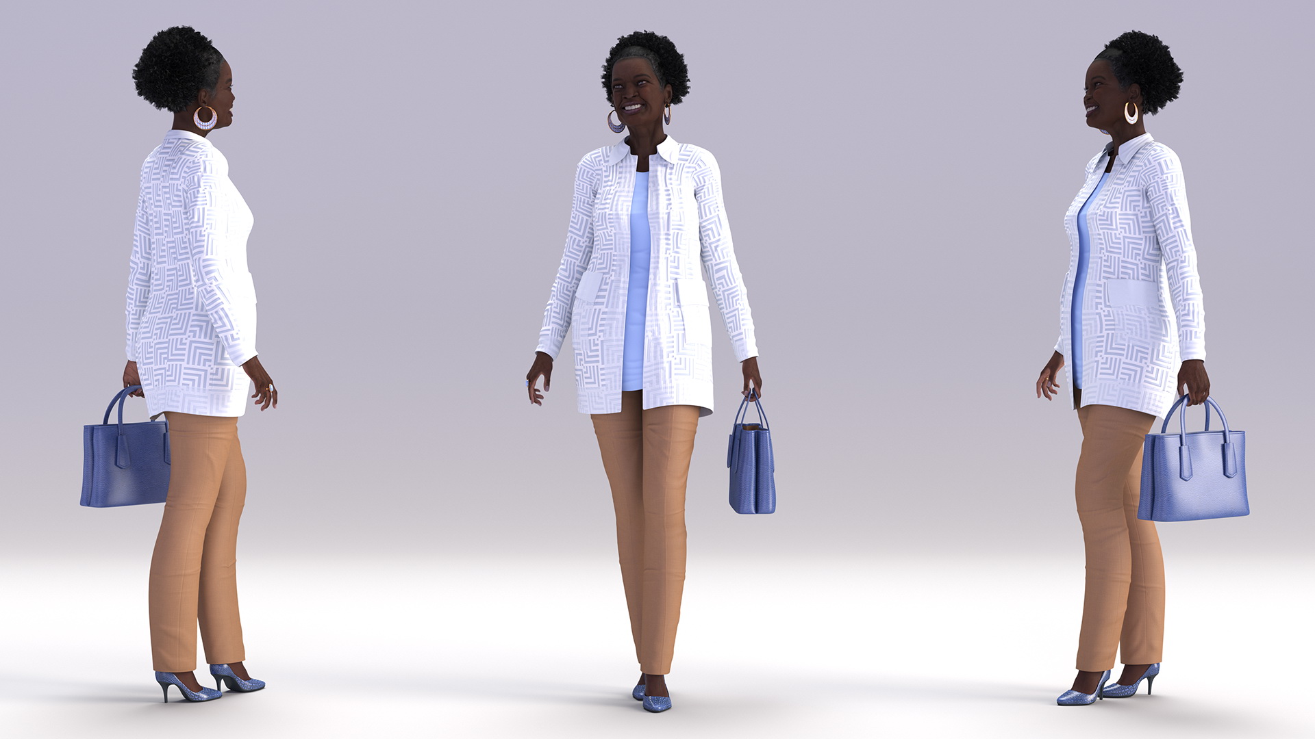 3D Afro American Woman Everyday Style Rigged