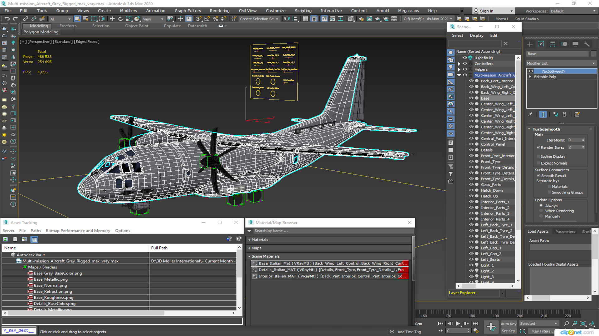 3D Multi-mission Aircraft Grey Rigged for Cinema 4D model